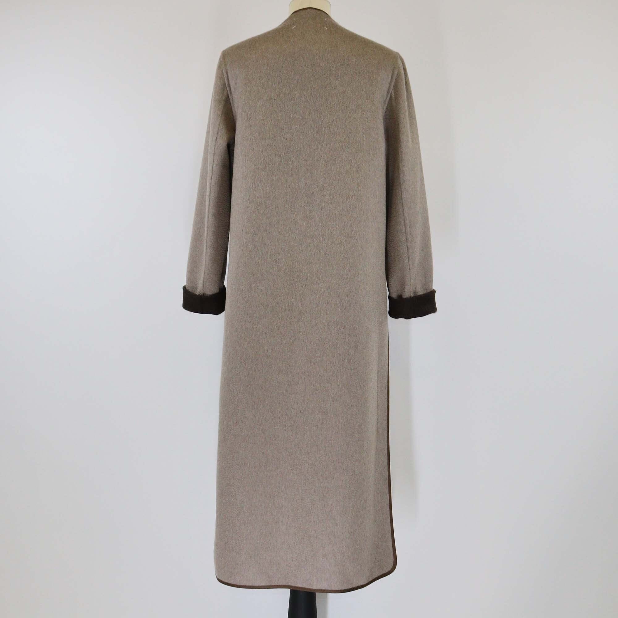 Maison Margiela Brown/Grey Cashmere Open Long Coat Womens Maison Margiela