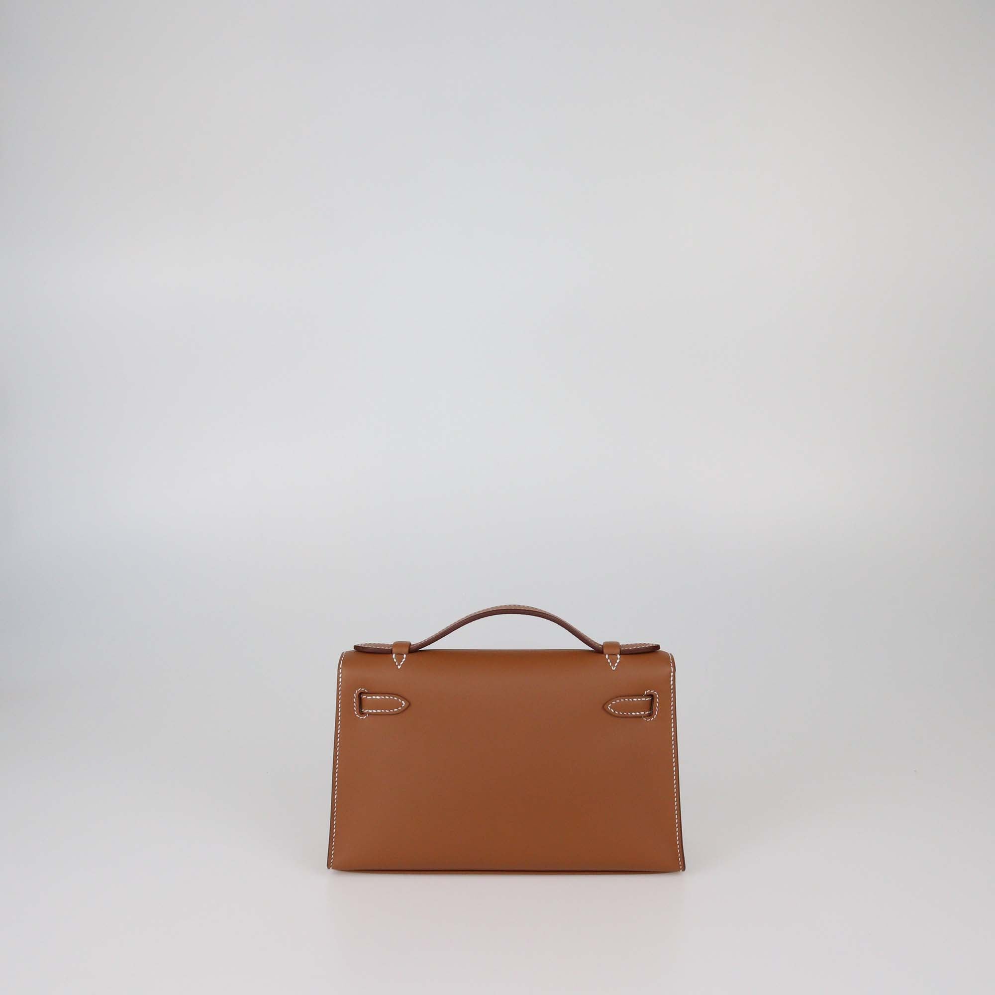 Hermes Gold Swift Leather Mini Kelly Pochette Bag