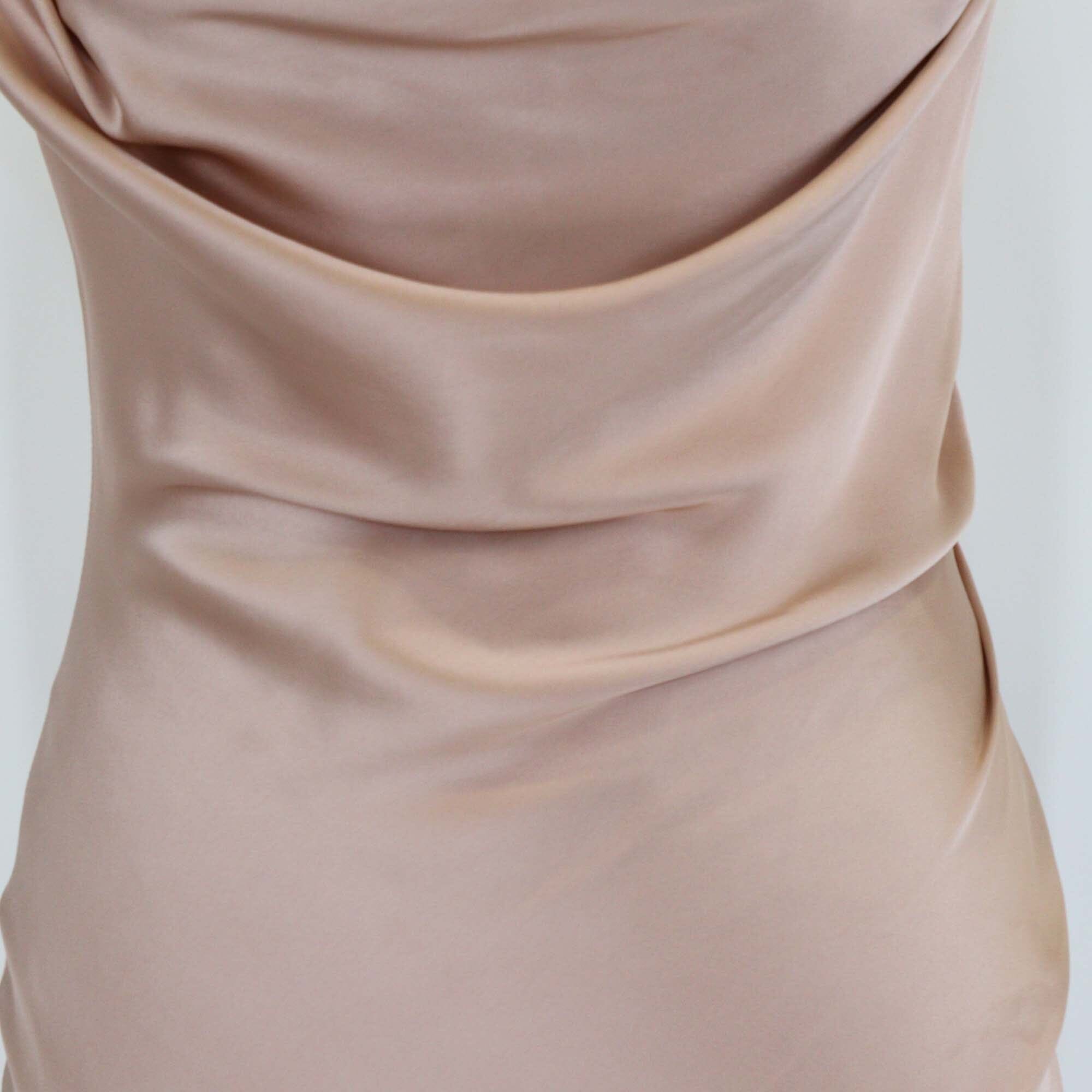 Balmain Pink Sleeveless Draped Silk Slit Dress Womens Balmain