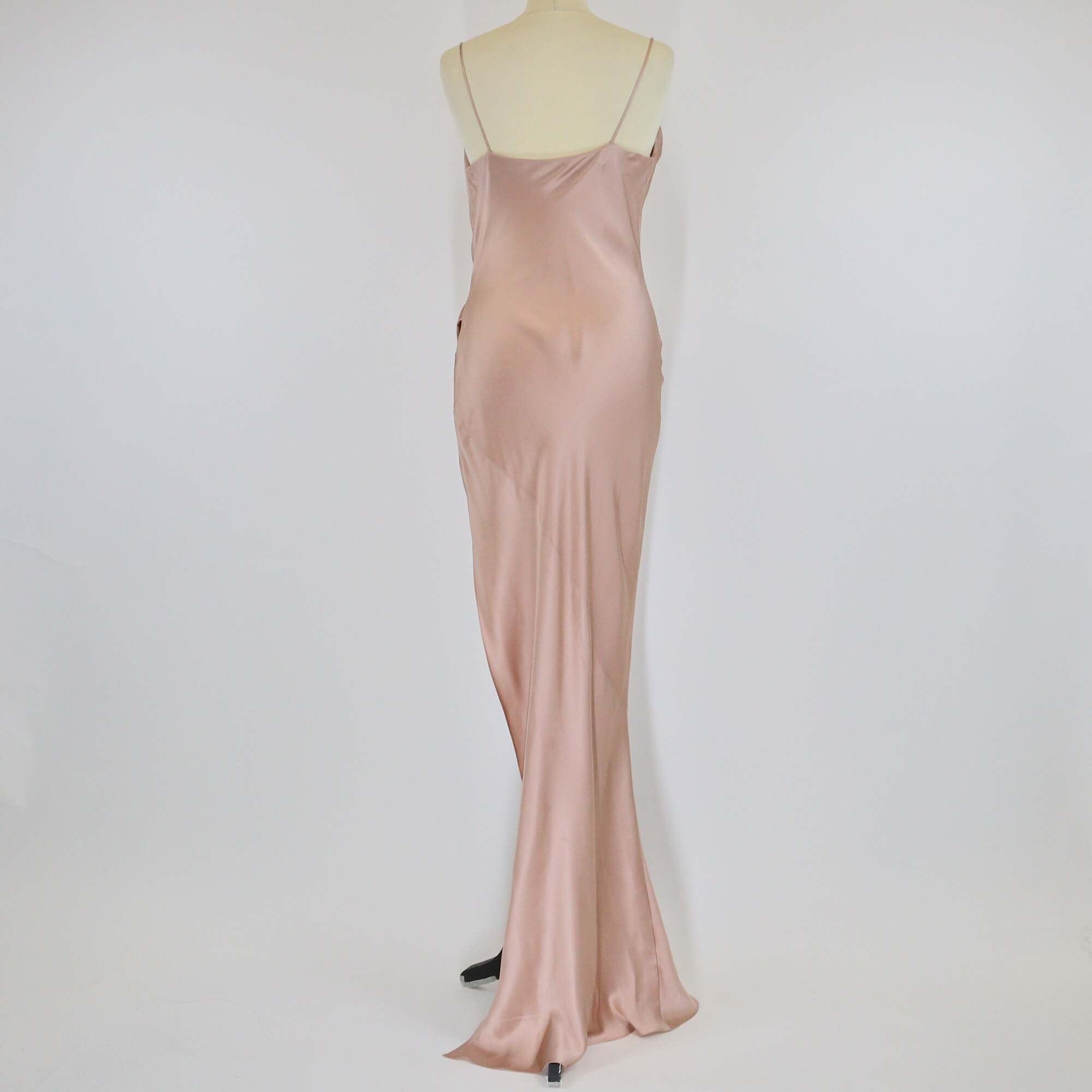 Balmain Pink Sleeveless Draped Silk Slit Dress Womens Balmain