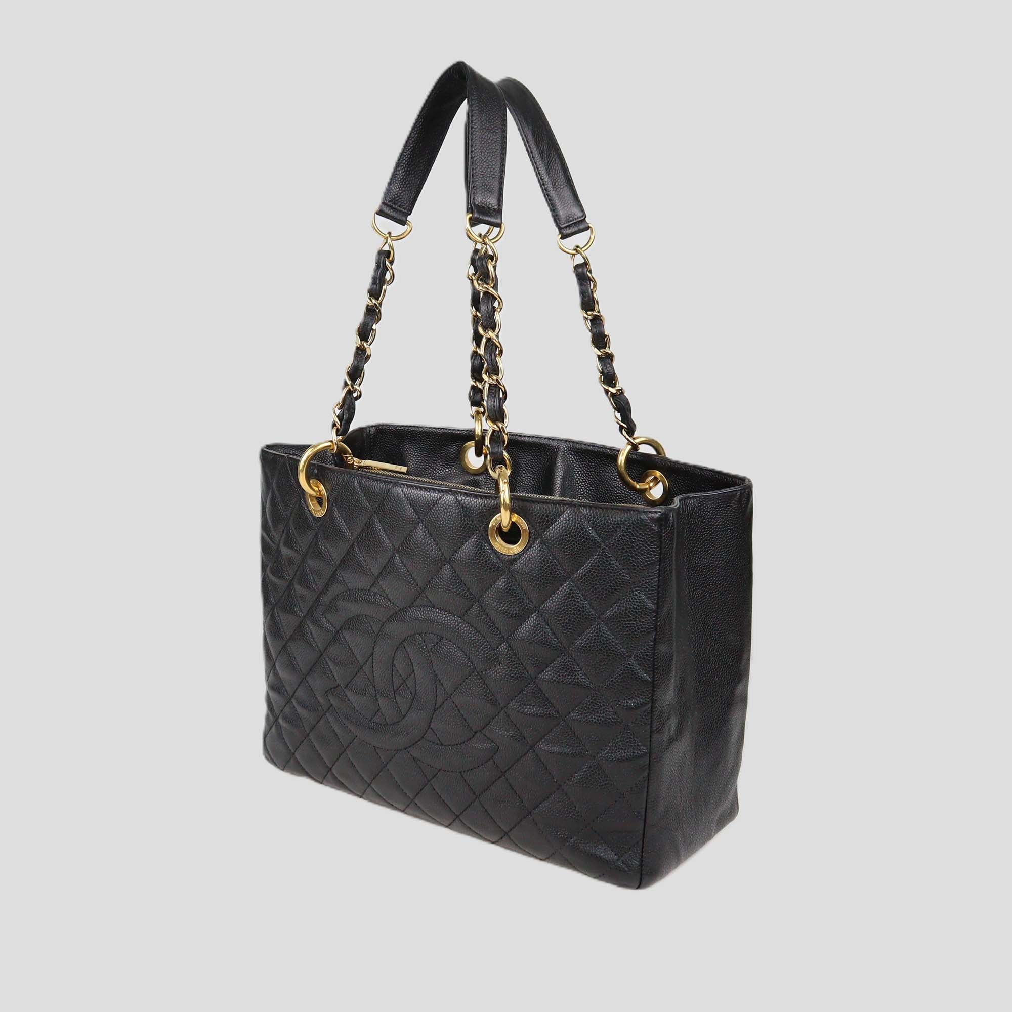Chanel Black Quilted Caviar Leather Grand Shopper Tote