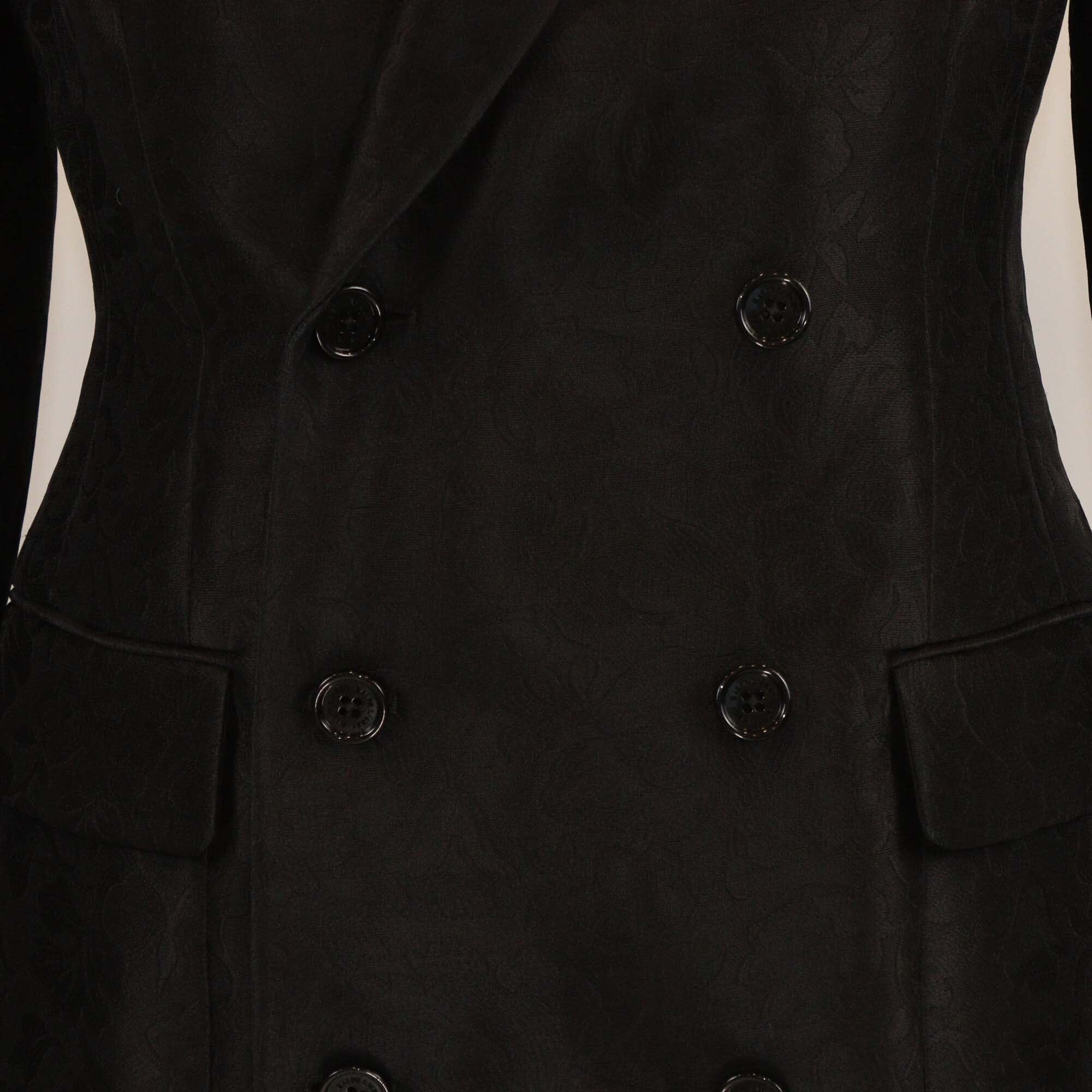 Ralph Lauren Black Floral Textured Blended Long Silk Coat Womens Ralph Lauren Collection