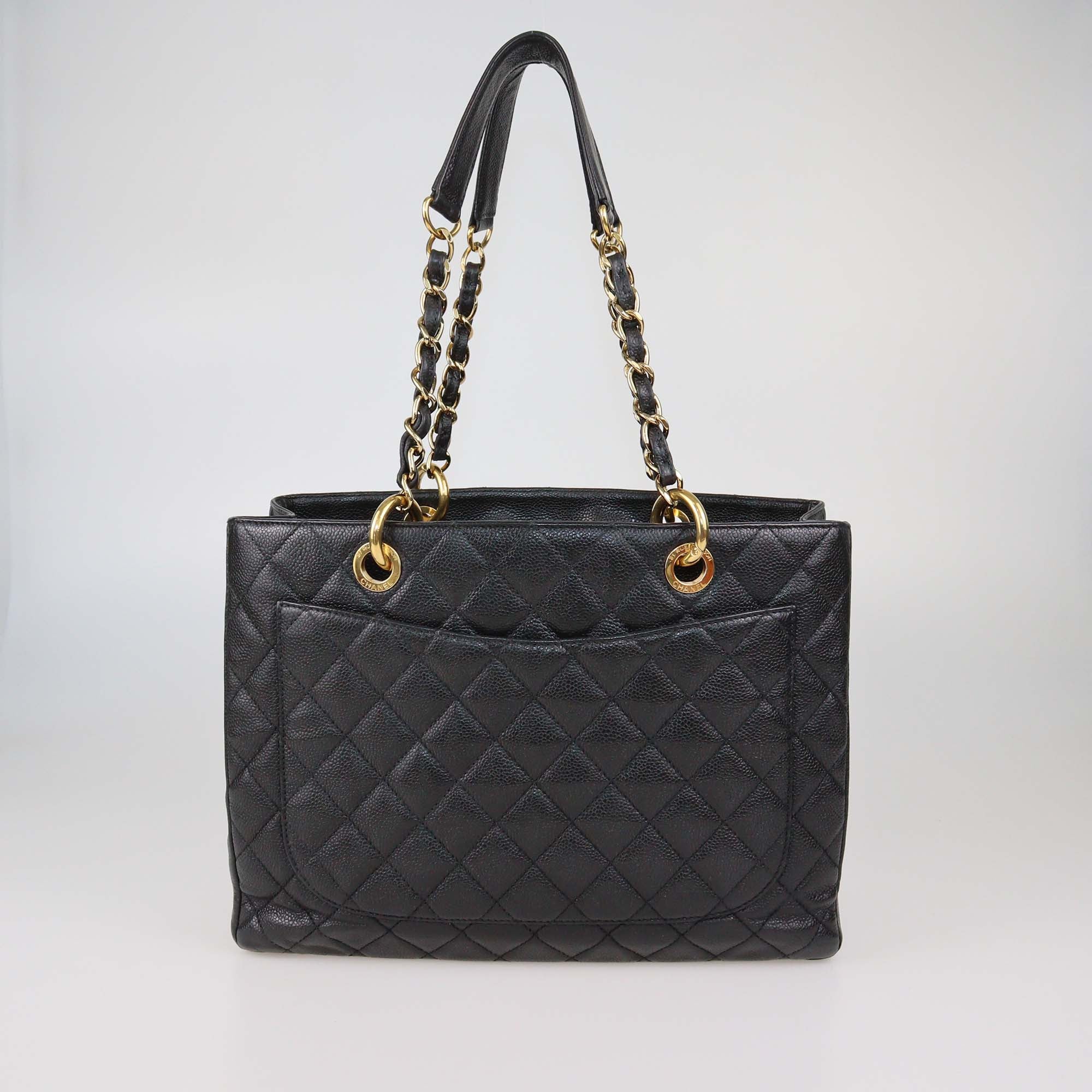 Chanel Black Quilted Caviar Leather Grand Shopper Tote