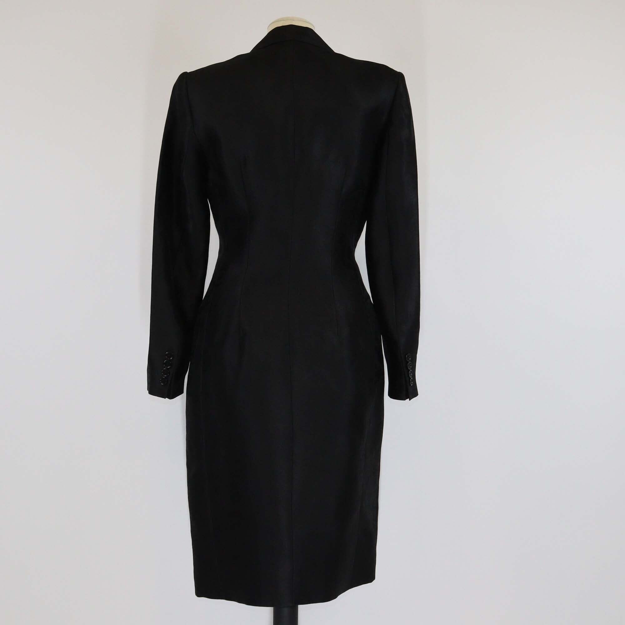 Ralph Lauren Black Floral Textured Blended Long Silk Coat Womens Ralph Lauren Collection