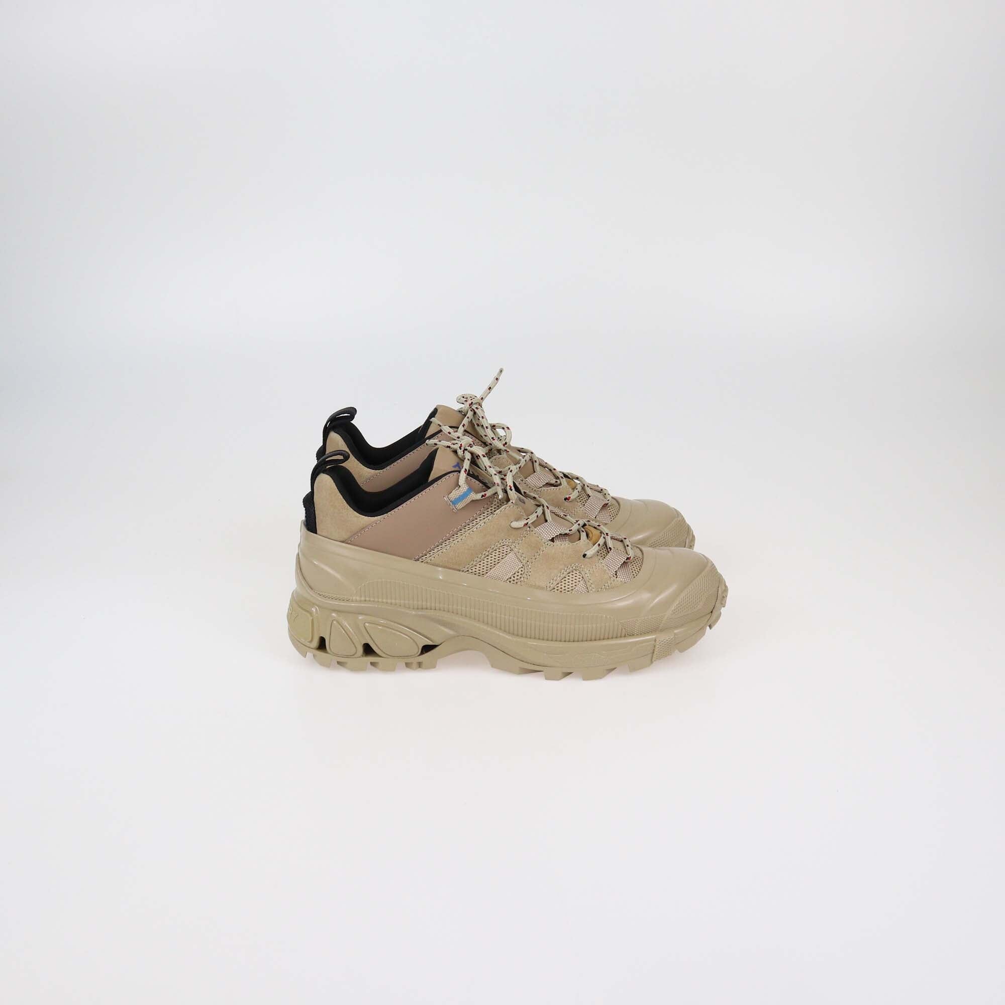 Burberry Beige Suede & Rubber Arthur Low Top Sneakers Womens Burberry