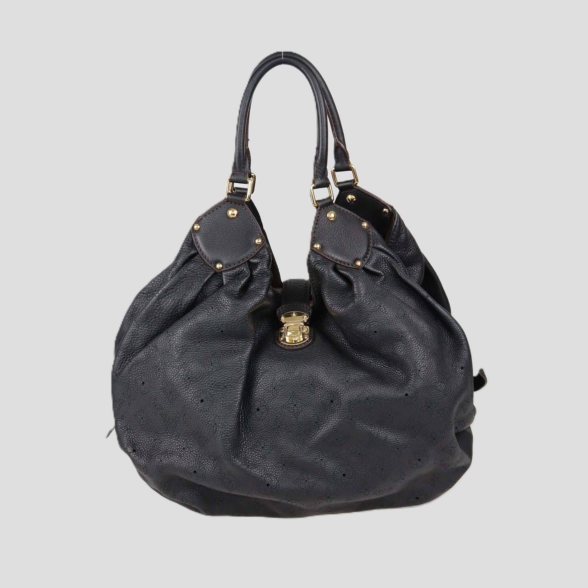 Louis Vuitton Black Monogram Mahina Leather XL Surya Bag