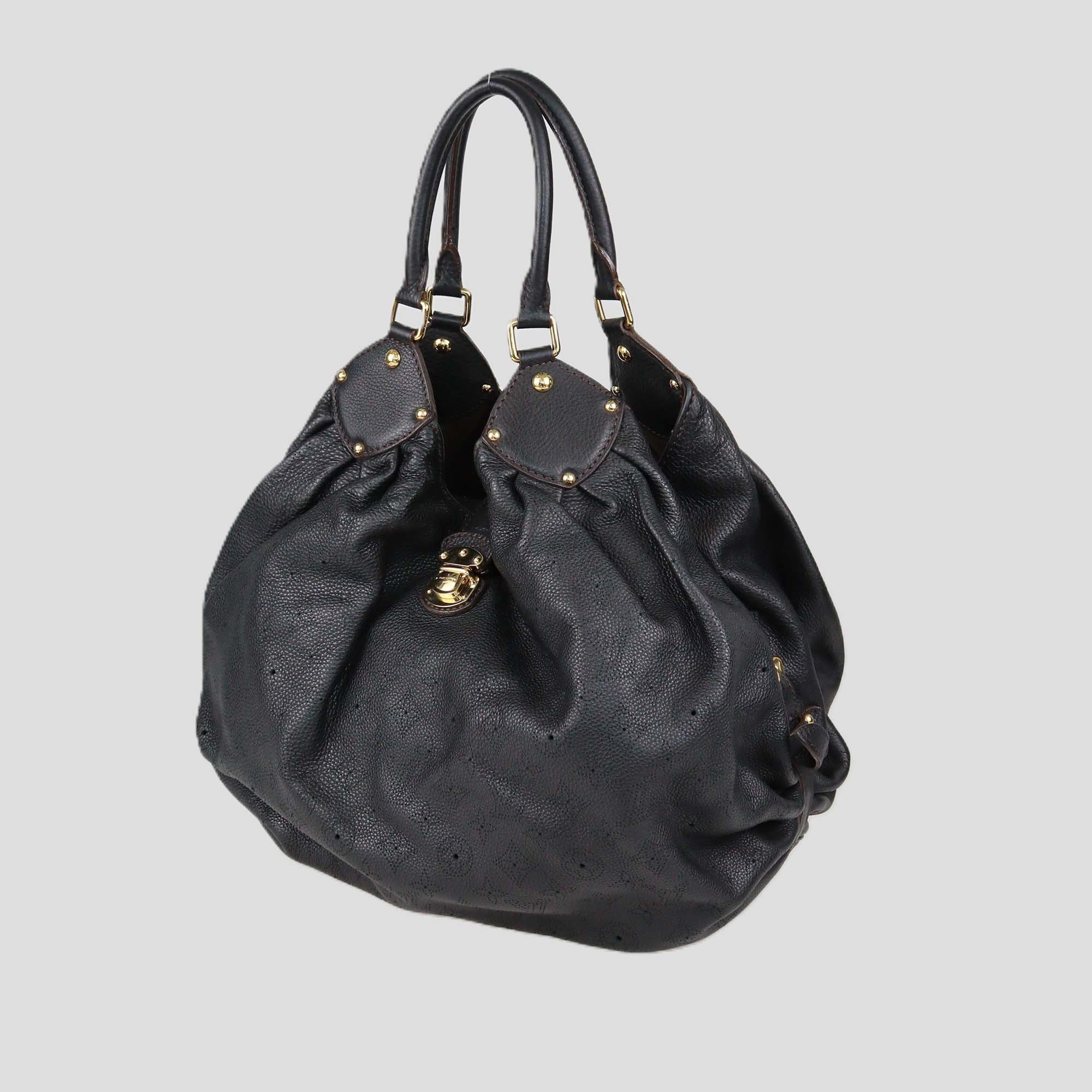 Louis Vuitton Black Monogram Mahina Leather XL Surya Bag