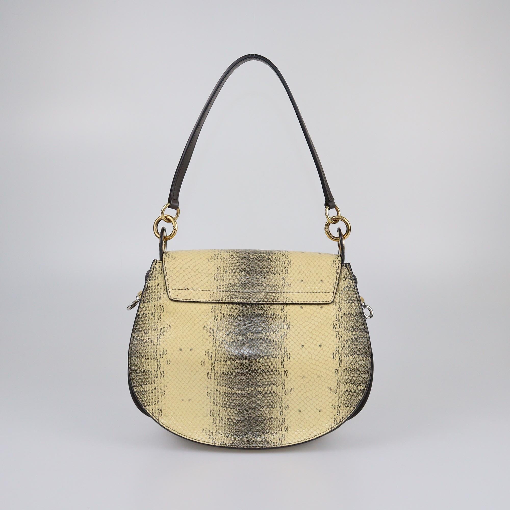 ChloeBeige/Brown Medium Tess Embossed Watersnake Shoulder Bag Womens Chloe