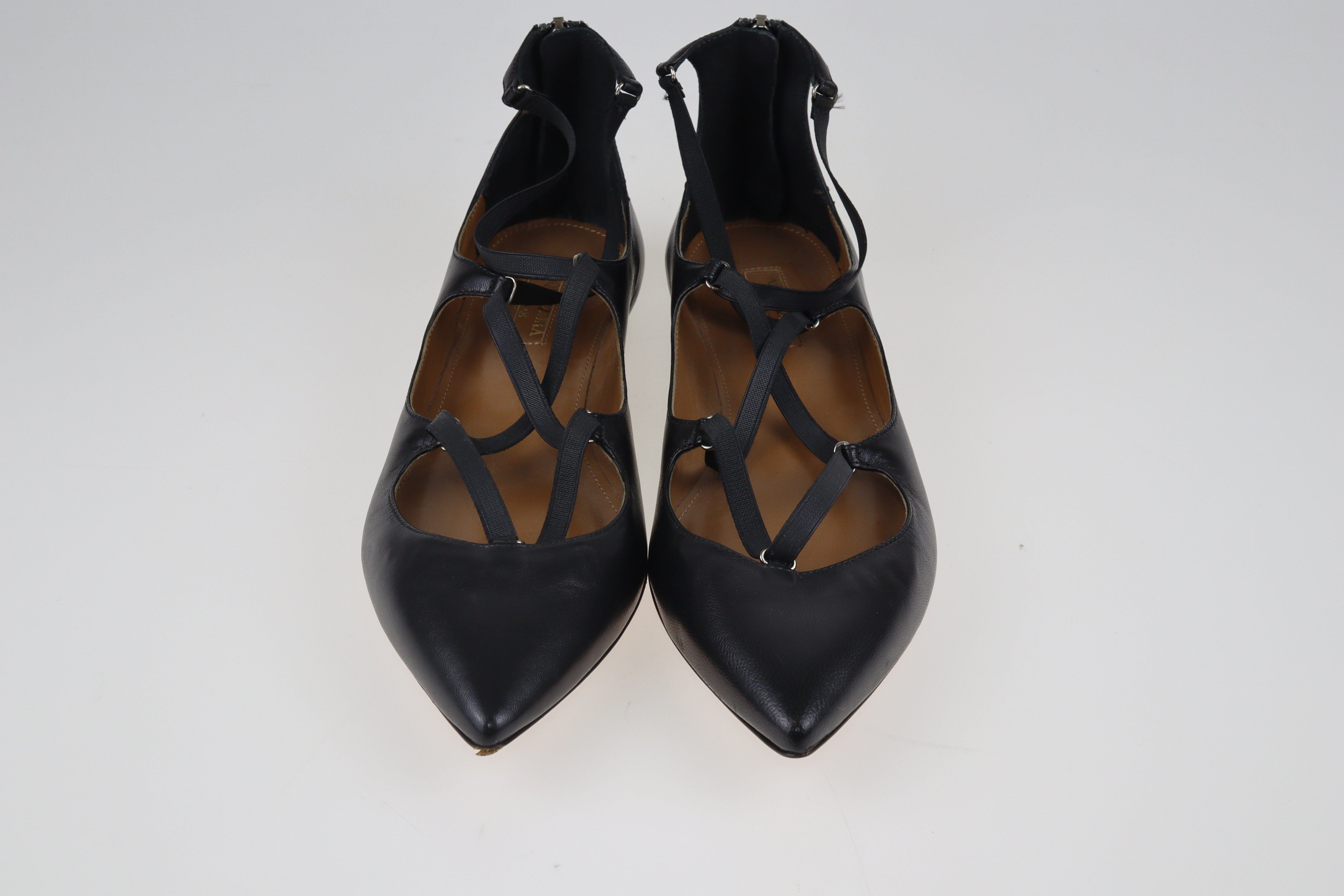 Black Cross Strap Ballet Flats Shoes Aquazzura 