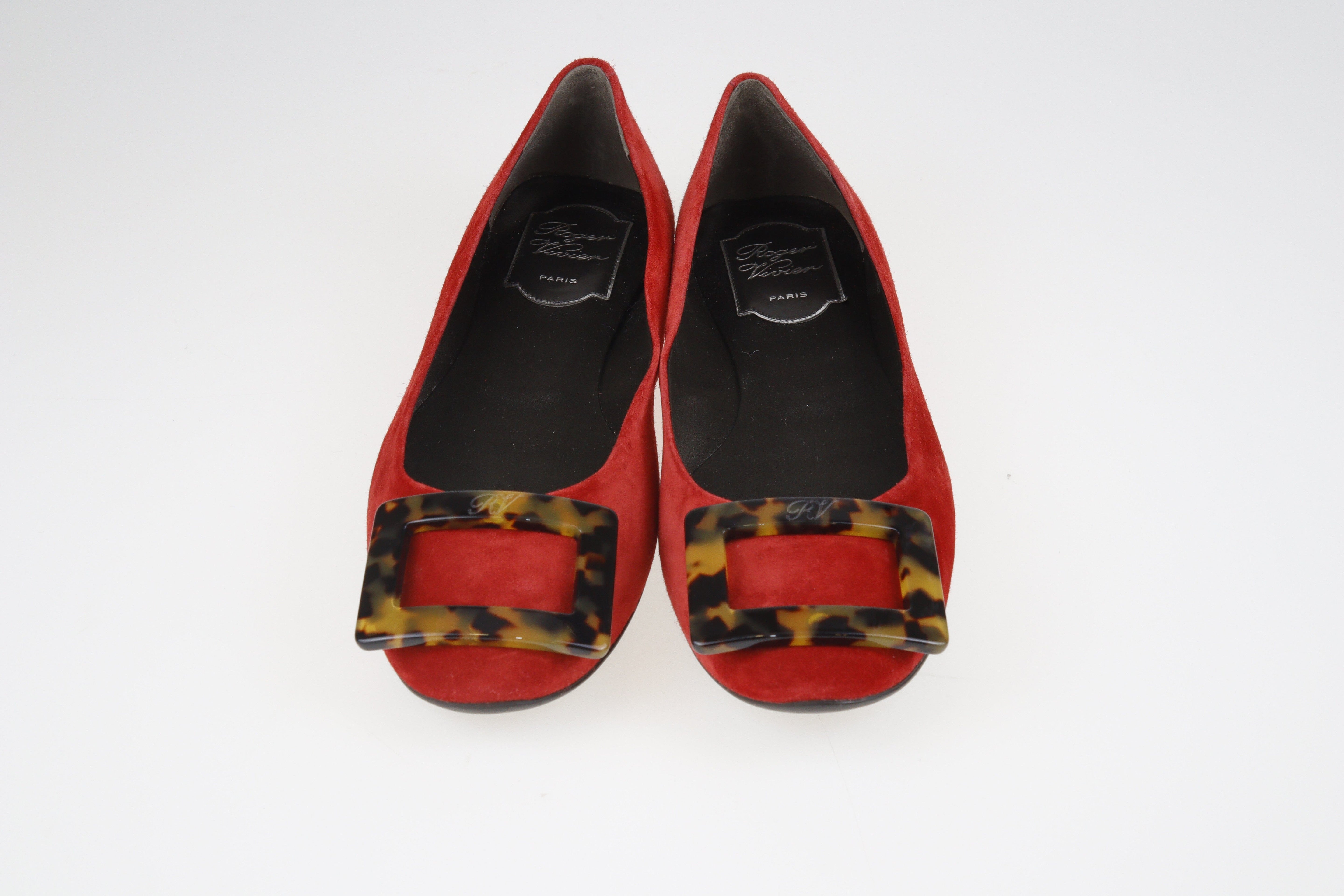 Red Tortoiseshell Belle Ballet Flats Shoes Roger Vivier 