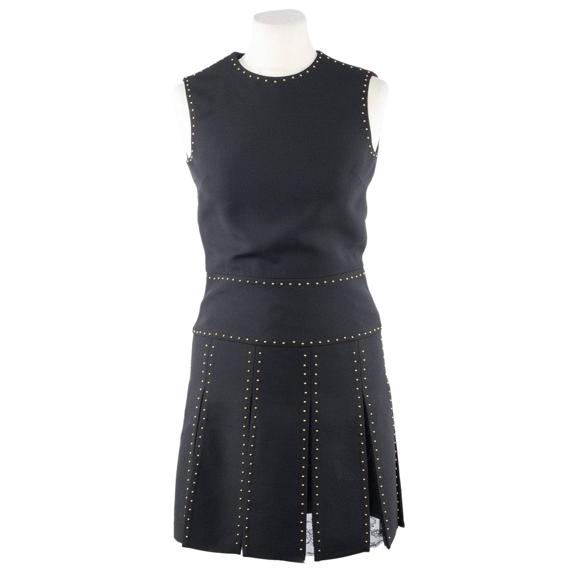 Valentino Black Lace Stud Embellished Paneled Dress Clothing Valentino