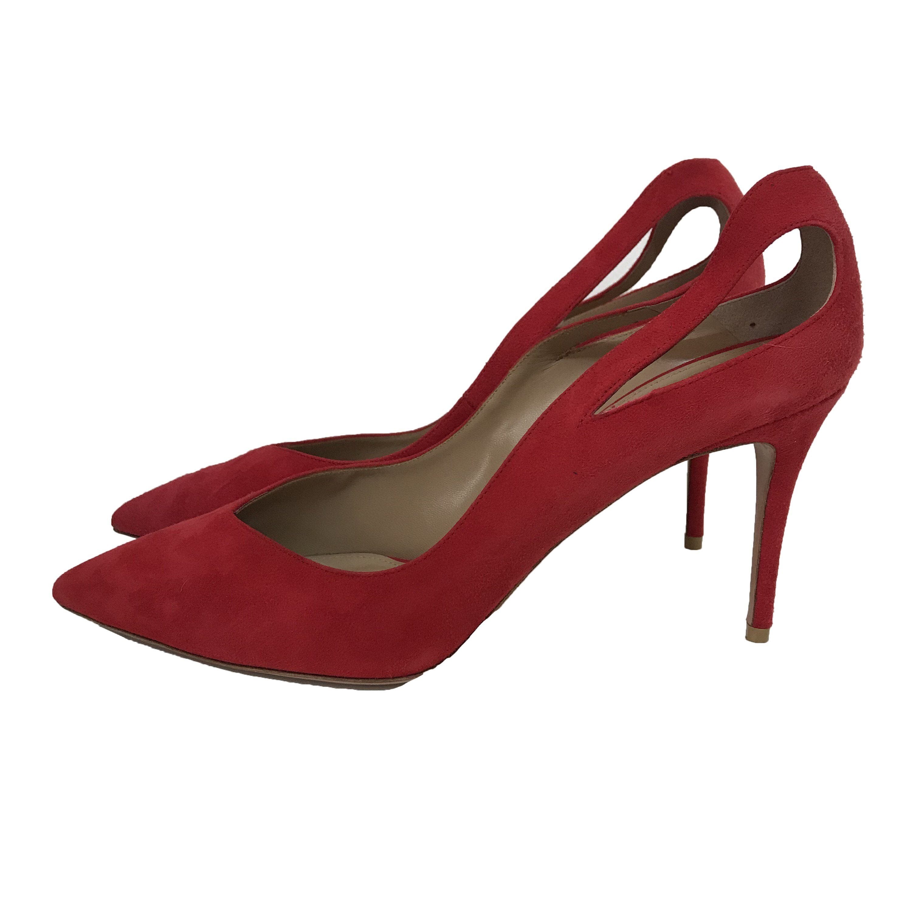 Aquazzura Red Suede Shiva Pointed Pumps Shoes Aquazzura