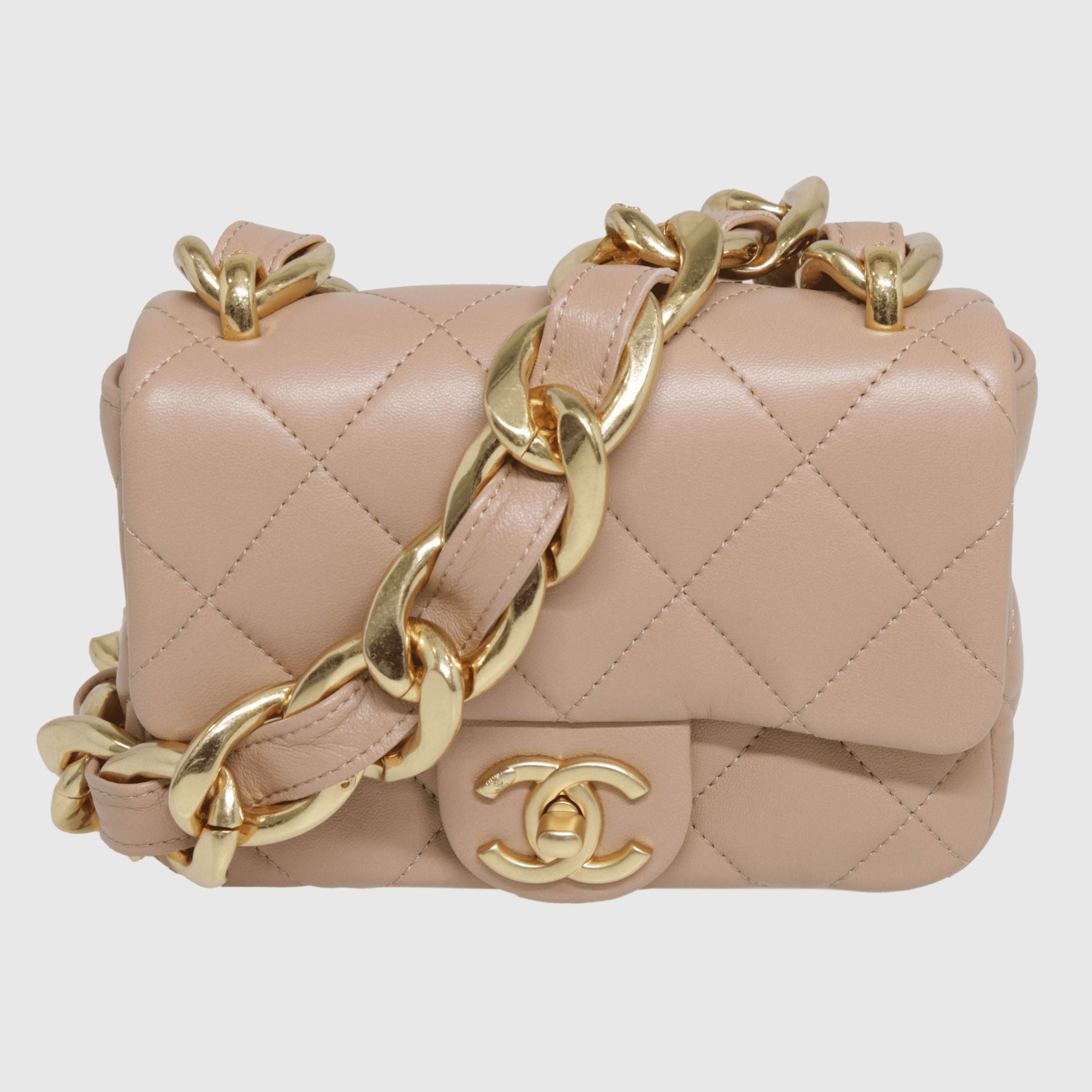 Beige Chunky Chain Strap Mini Flap Bag - SS22 Bag Chanel 