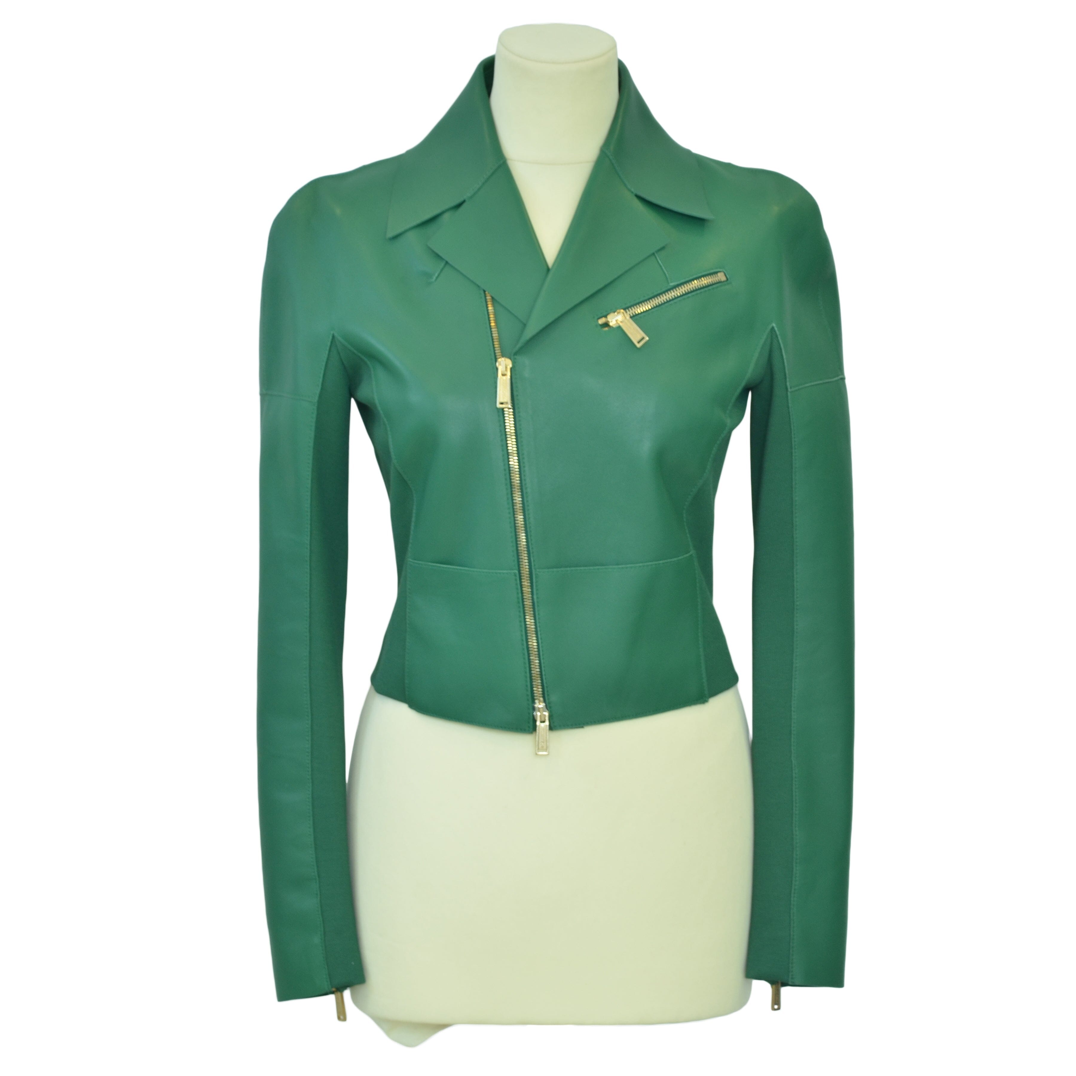Green Zipped Biker Jacket