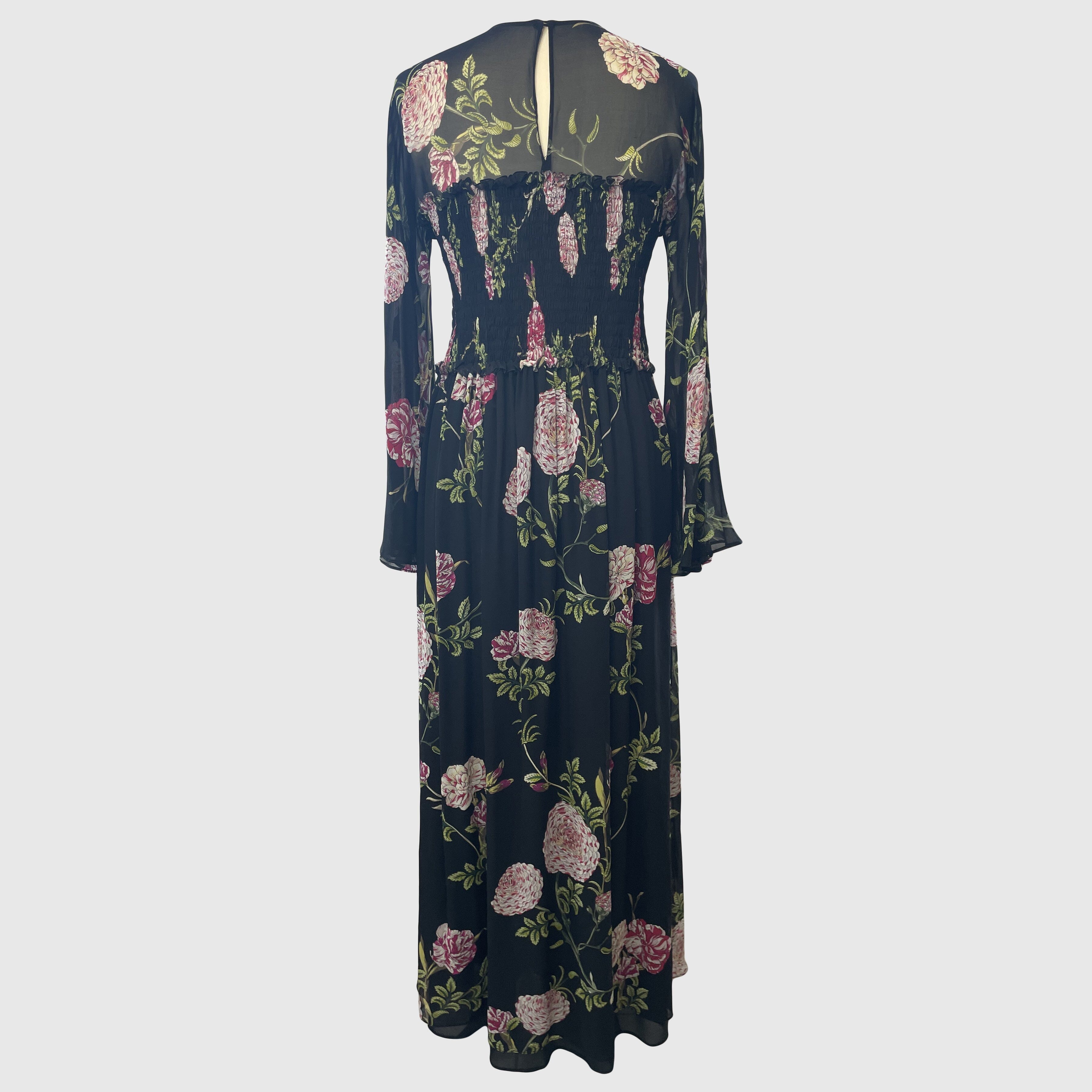 Black/Multicolor Floral Printed Maxi Dress