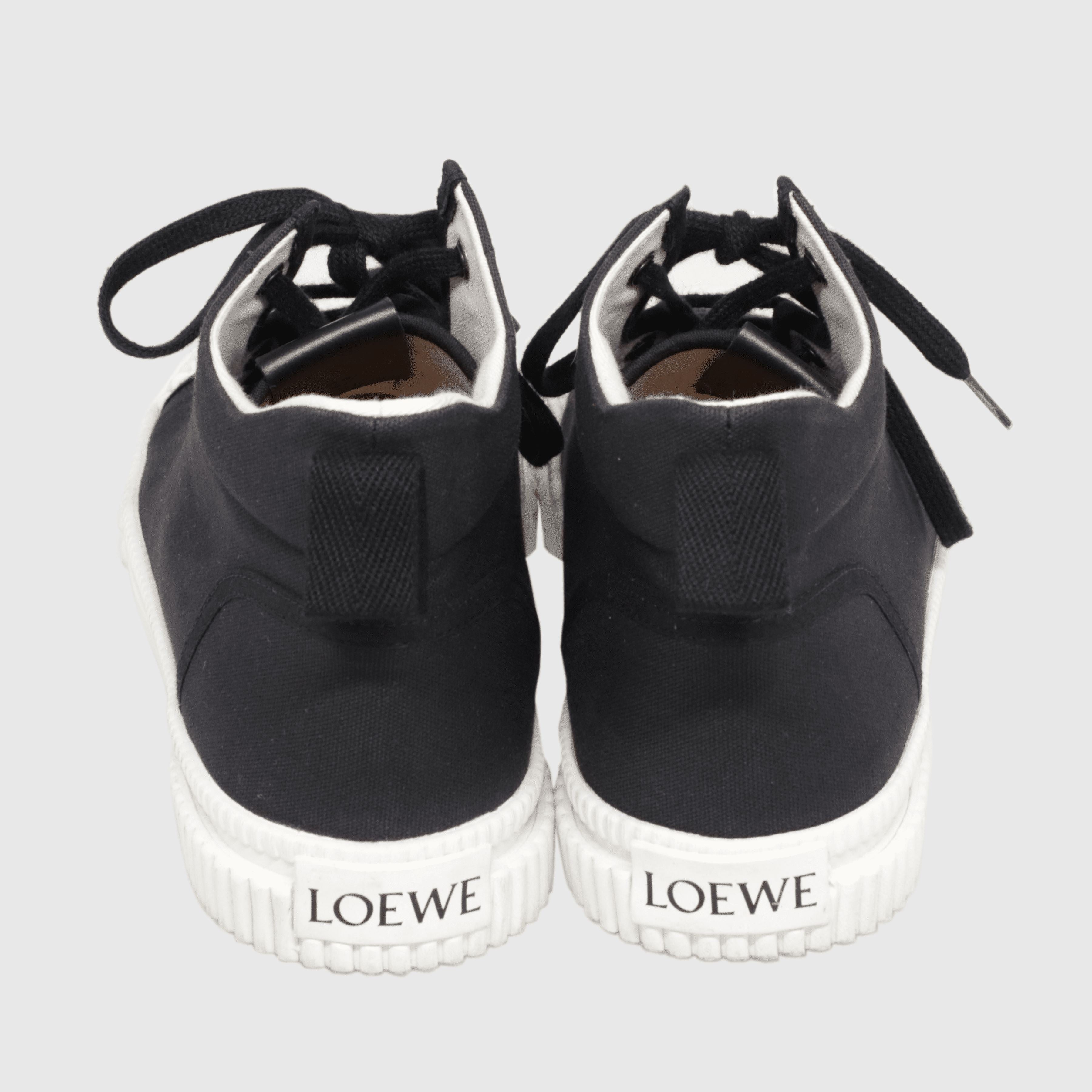 Black/White Mid Rise Lace up Sneakers Shoes Loewe 