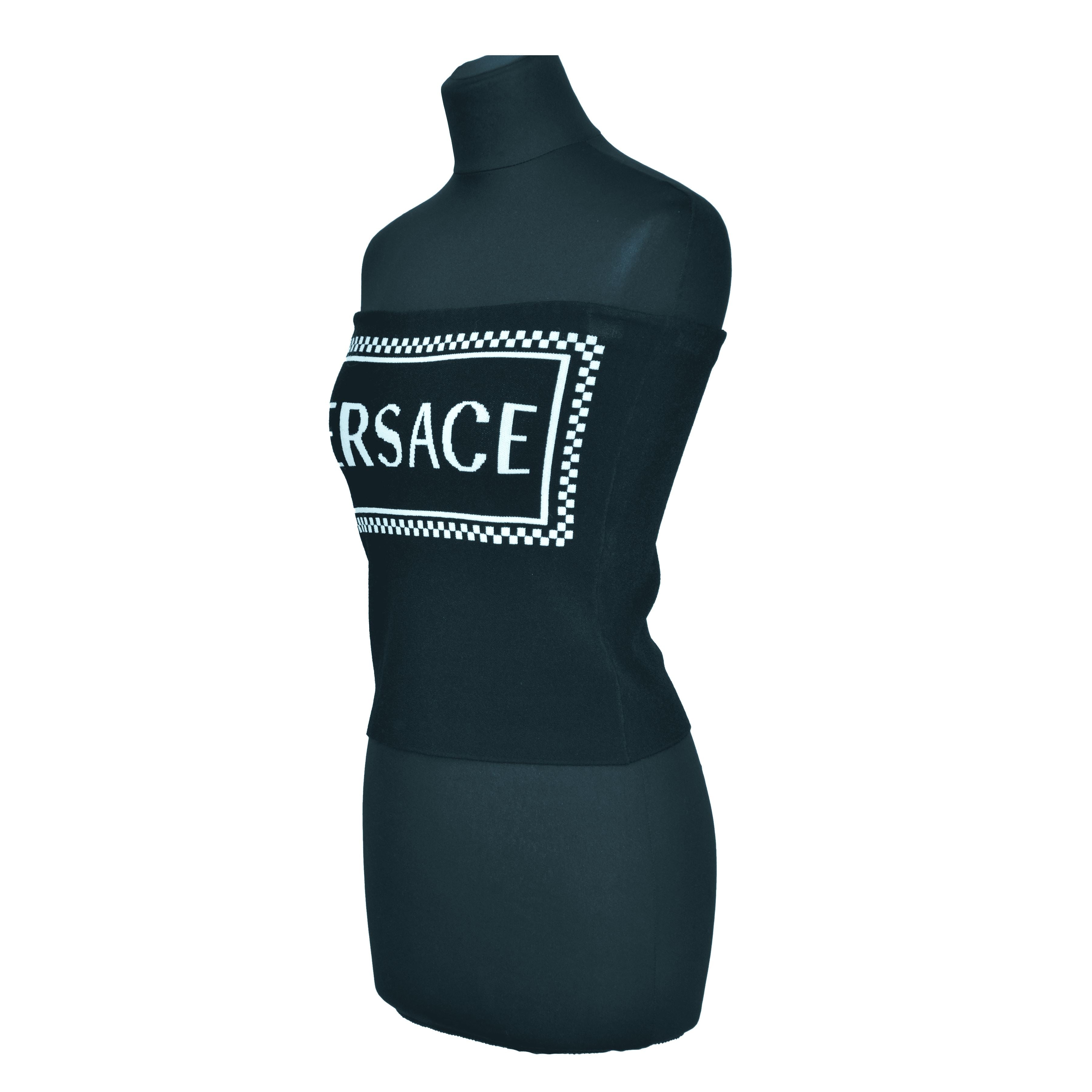 Black/White Logo Tube Top Clothing Versace
