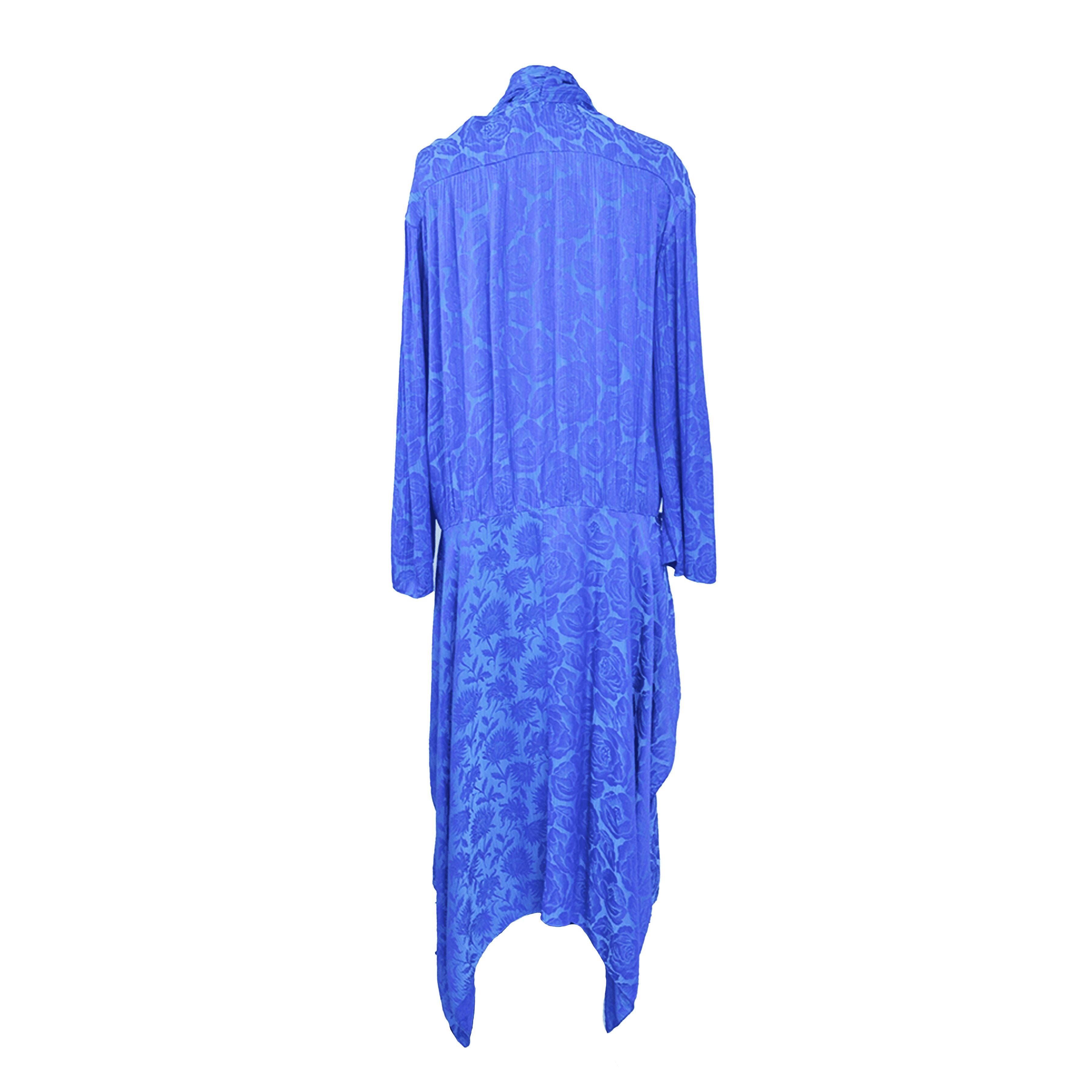 Blueish Violet Floral Print Front Tie Pleated Maxi Dress Clothing Chloe