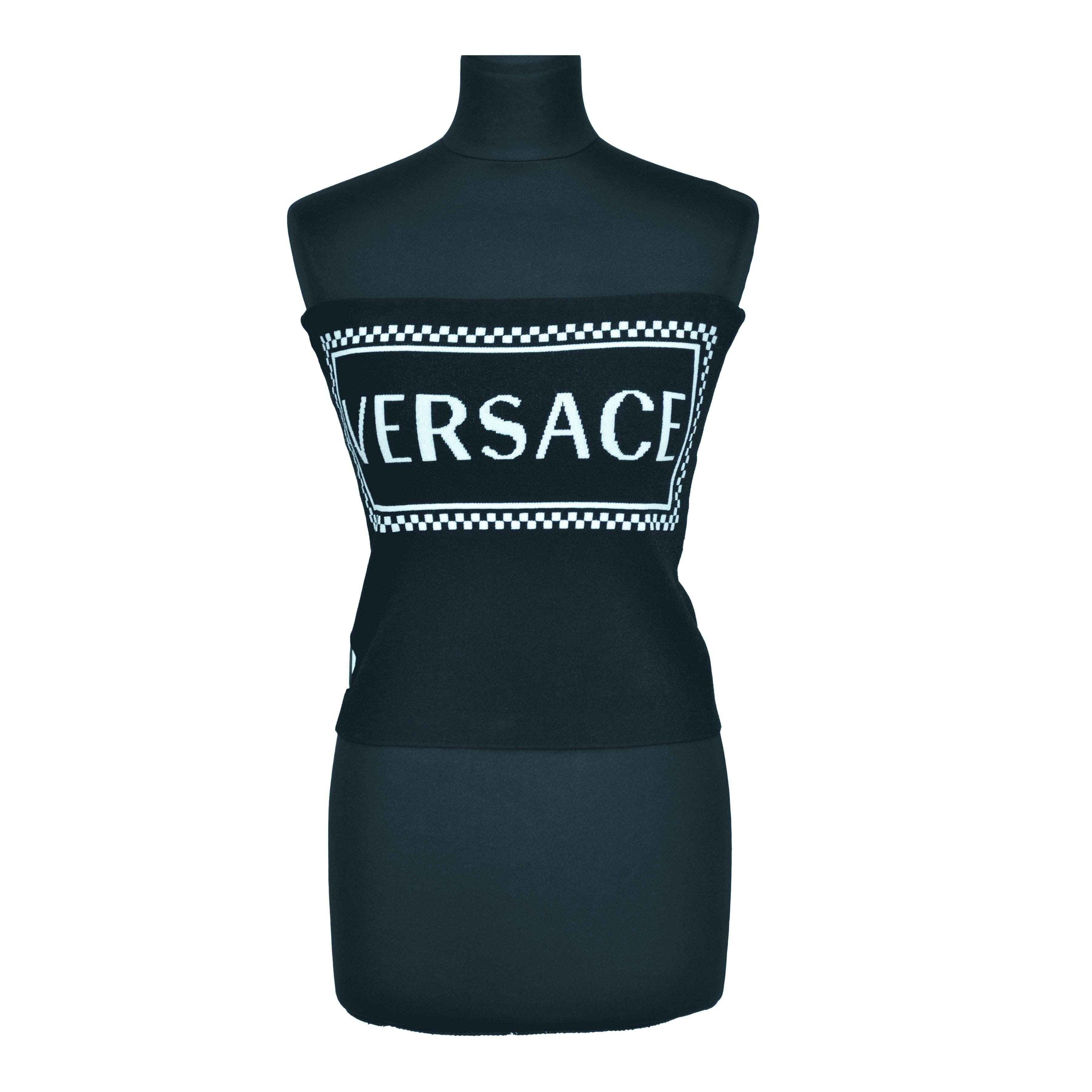 Black/White Logo Tube Top Clothing Versace