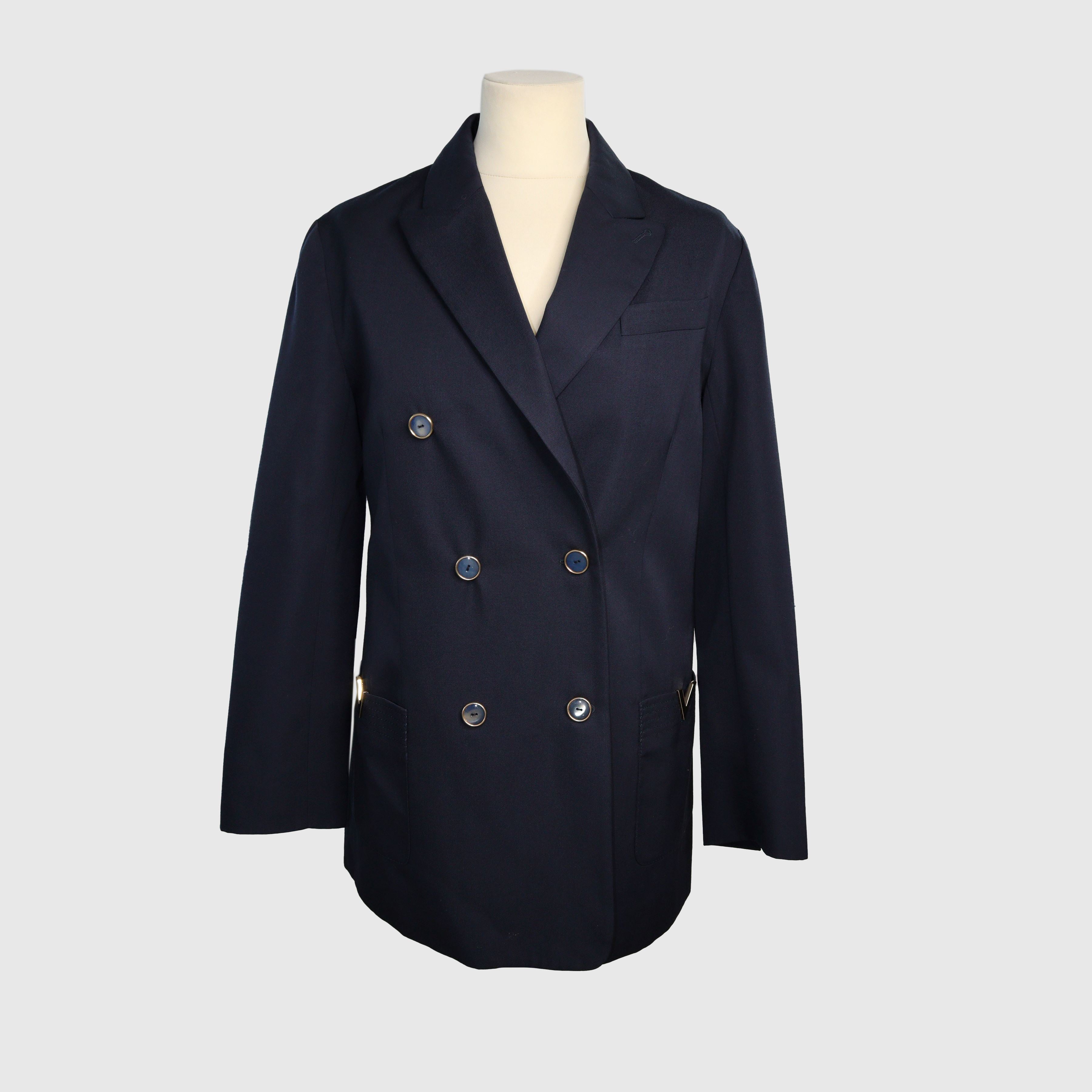 Navy Blue Button Blazer Clothing Valentino 