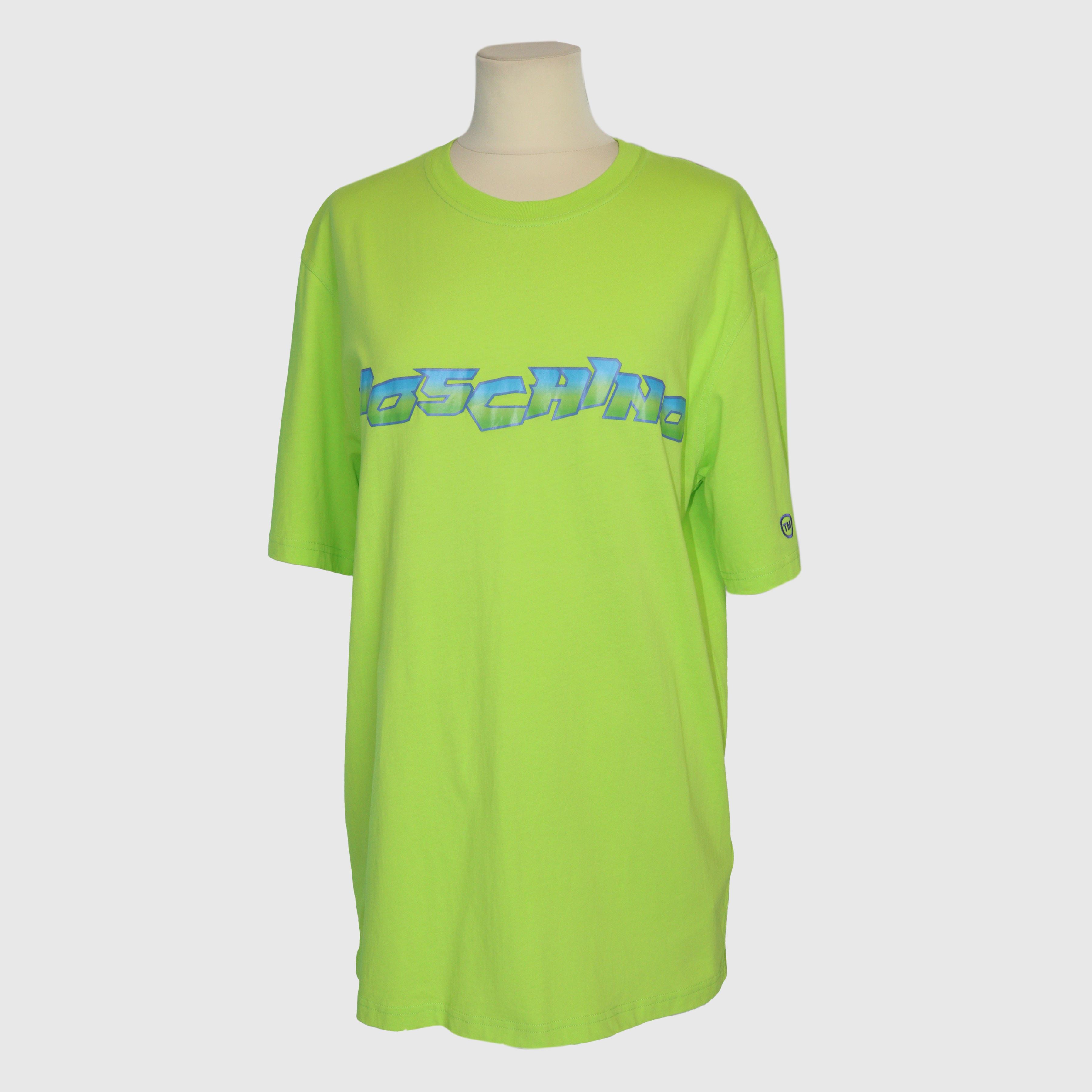 Lime Green Printed Crew T Shirt Clothing Moschino 