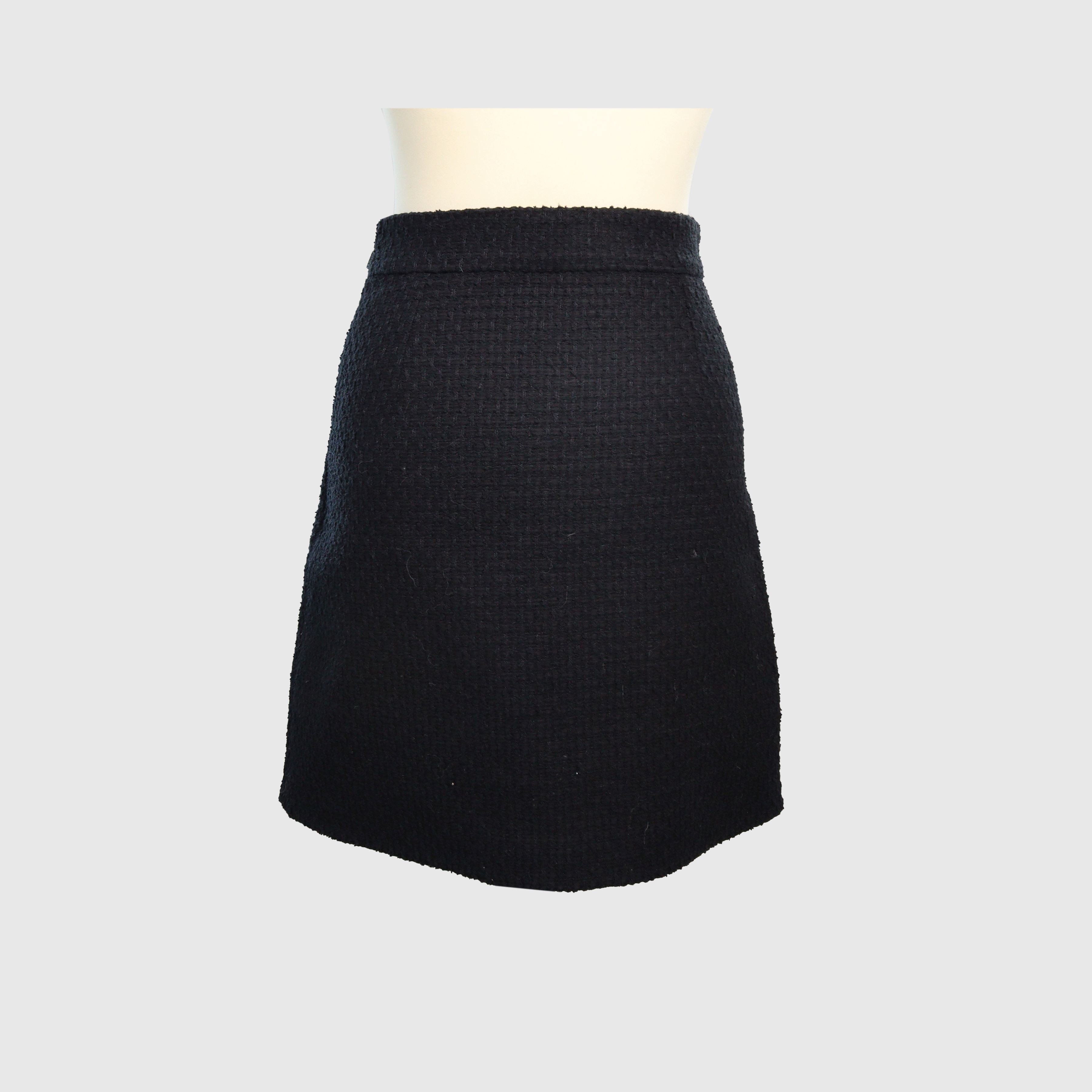 Black Tweed A Line Mini Skirt Clothing Gucci 