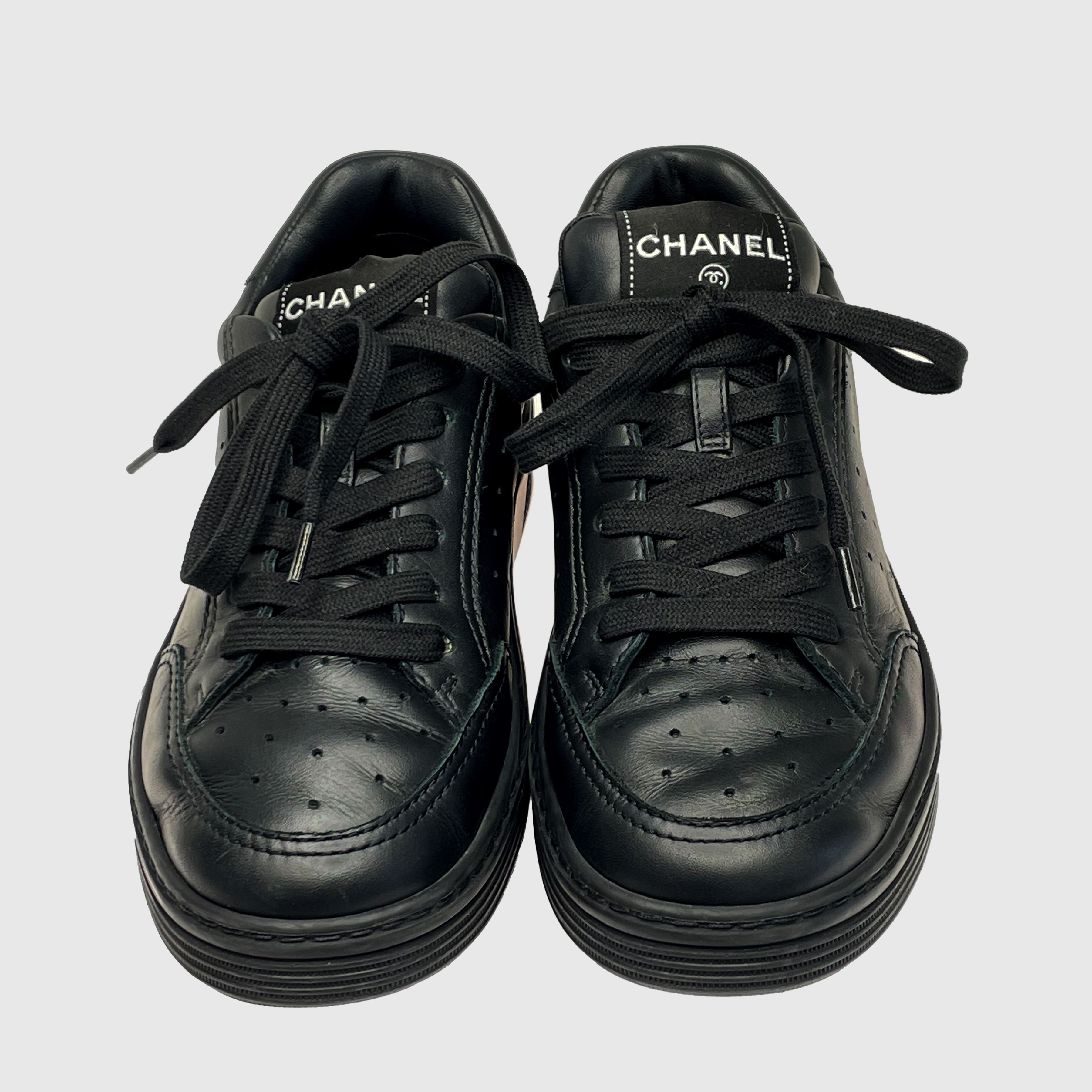 Black Perforated Sneakers Shoes Chanel 