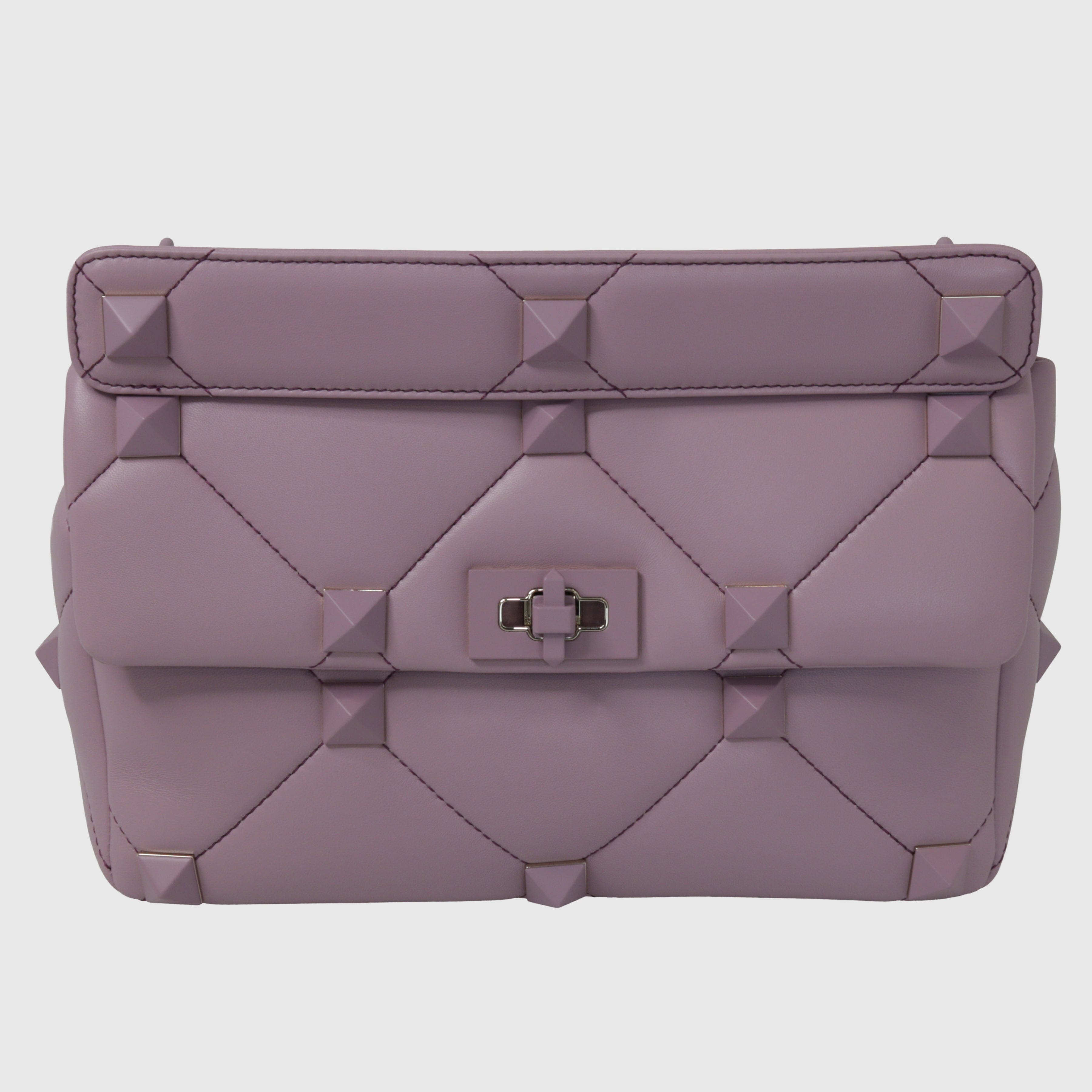 Lilac Roman Stud Leather Shoulder Bag Bags Valentino 