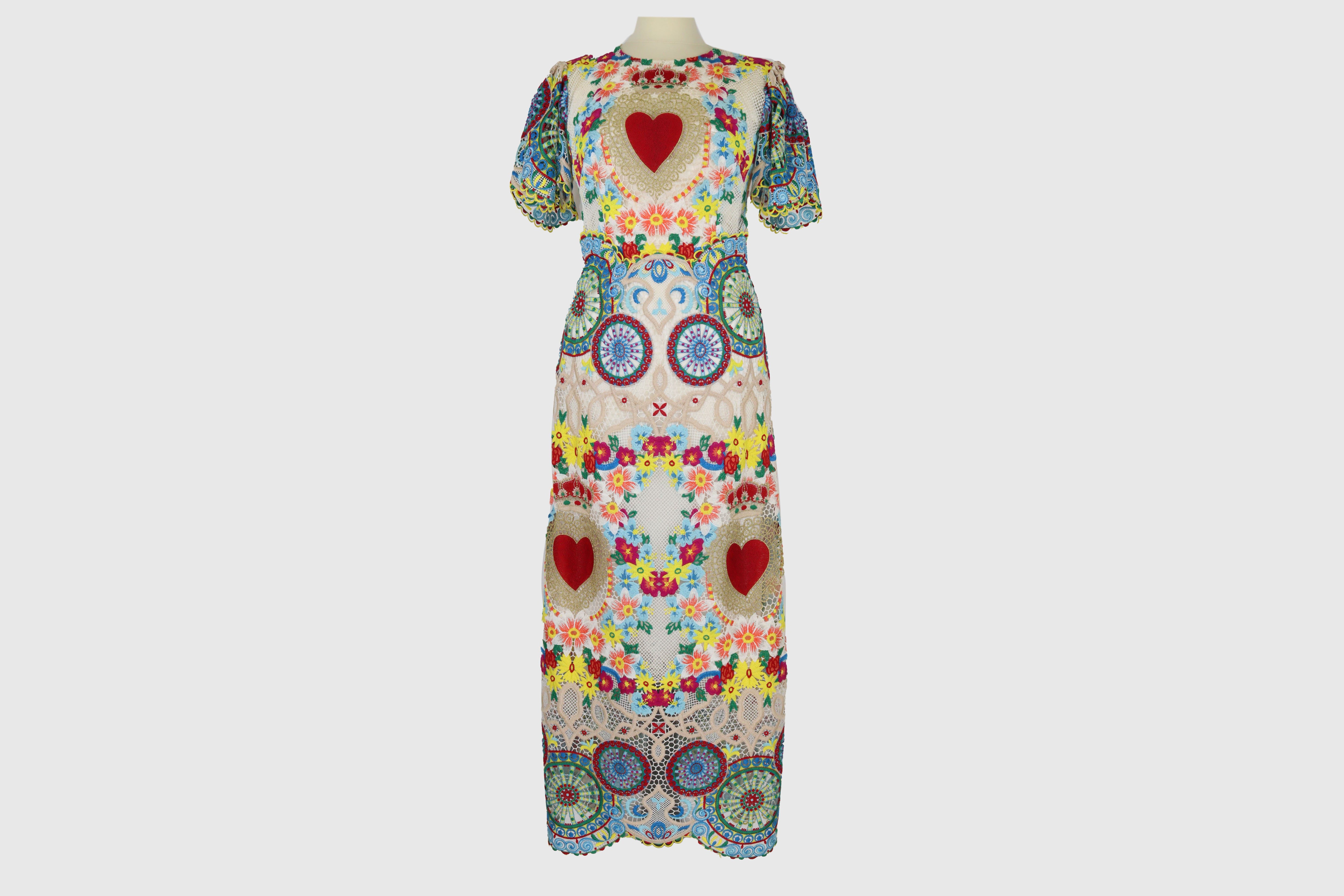Multicolor Floral Embroidered Maxi Dress Clothing Dolce & Gabbana 