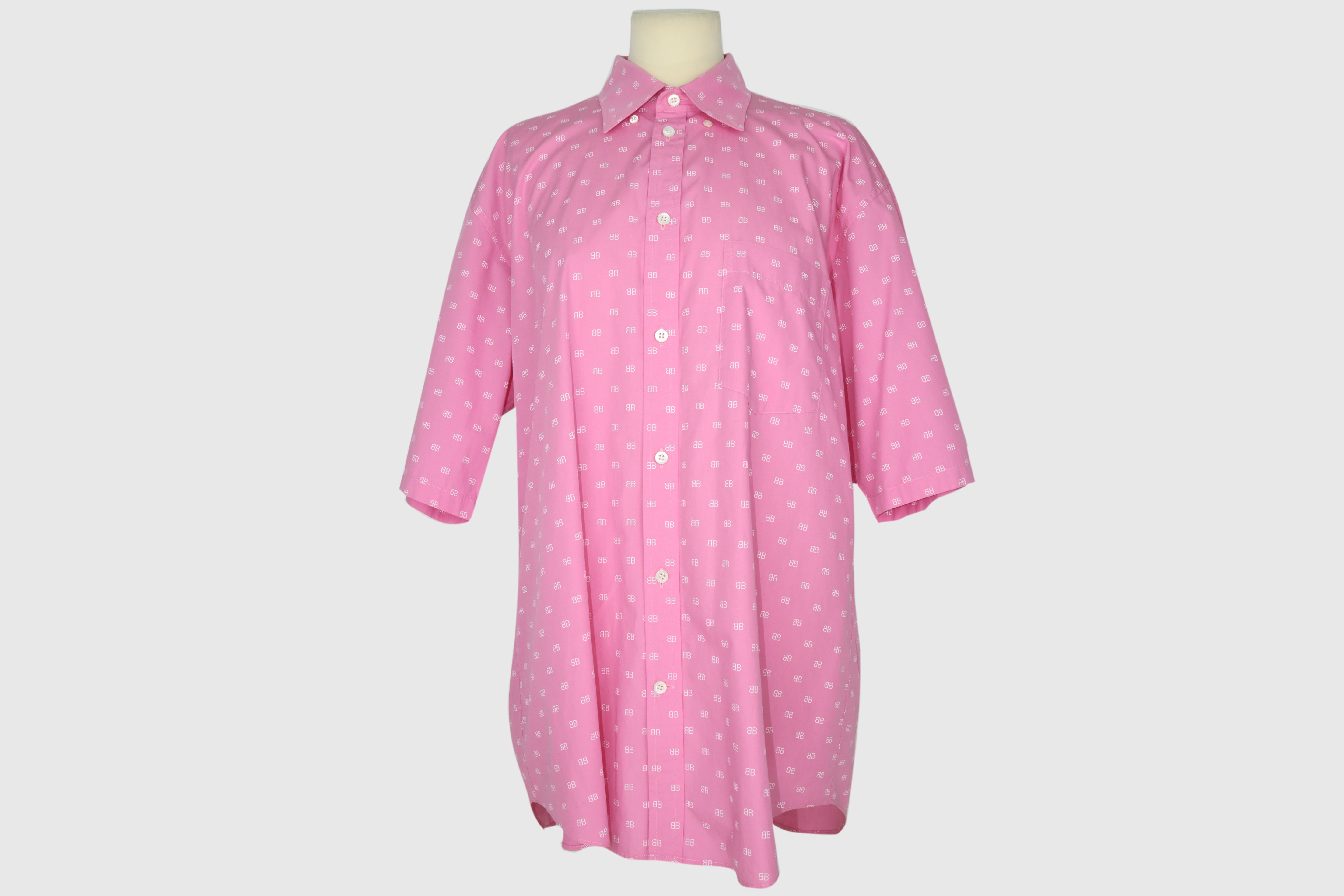 Pink BB Logo Short Sleeve Shirt Clothing Balenciaga 