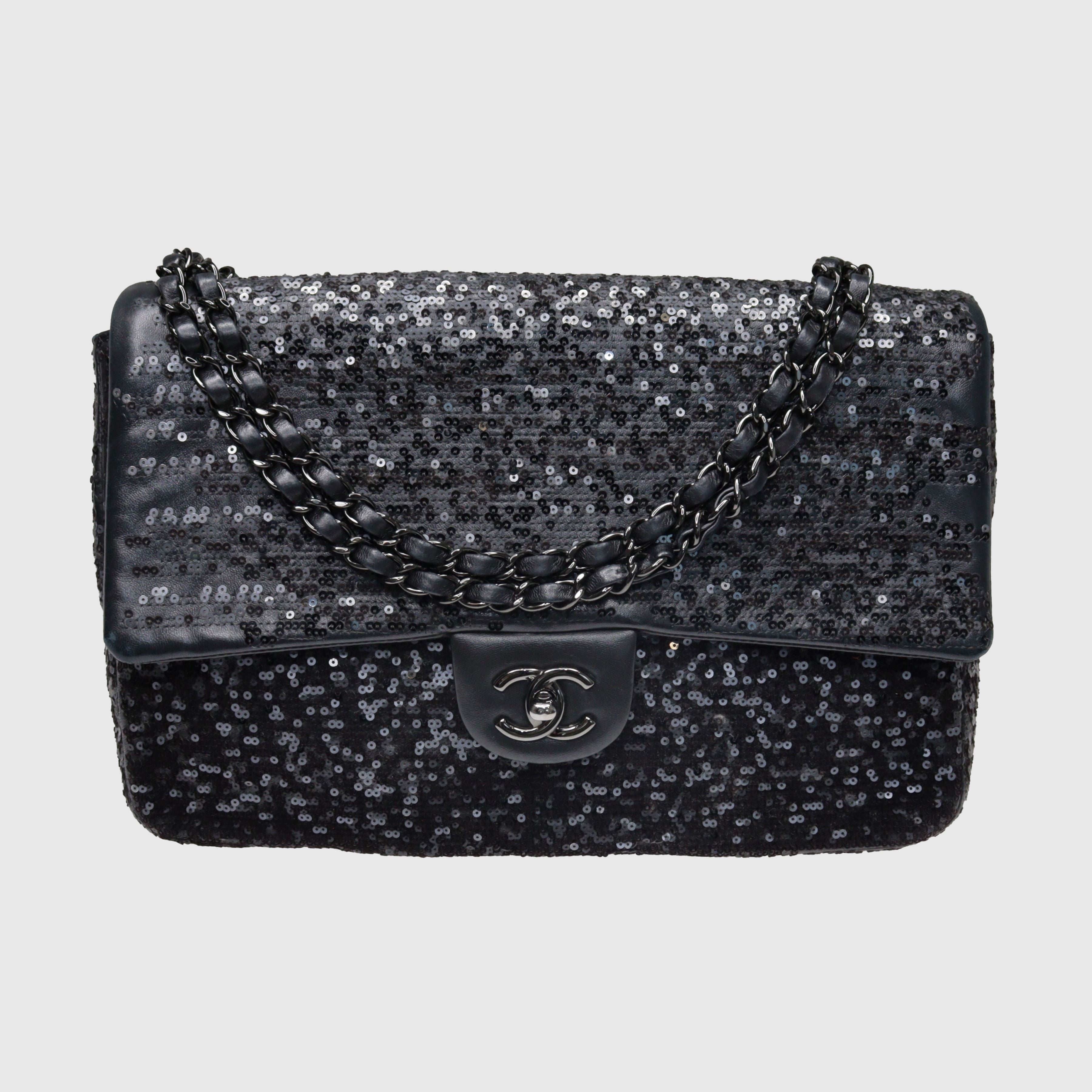 Black Sequin Moonlight On Water Single Flap Bag Bags Chanel 