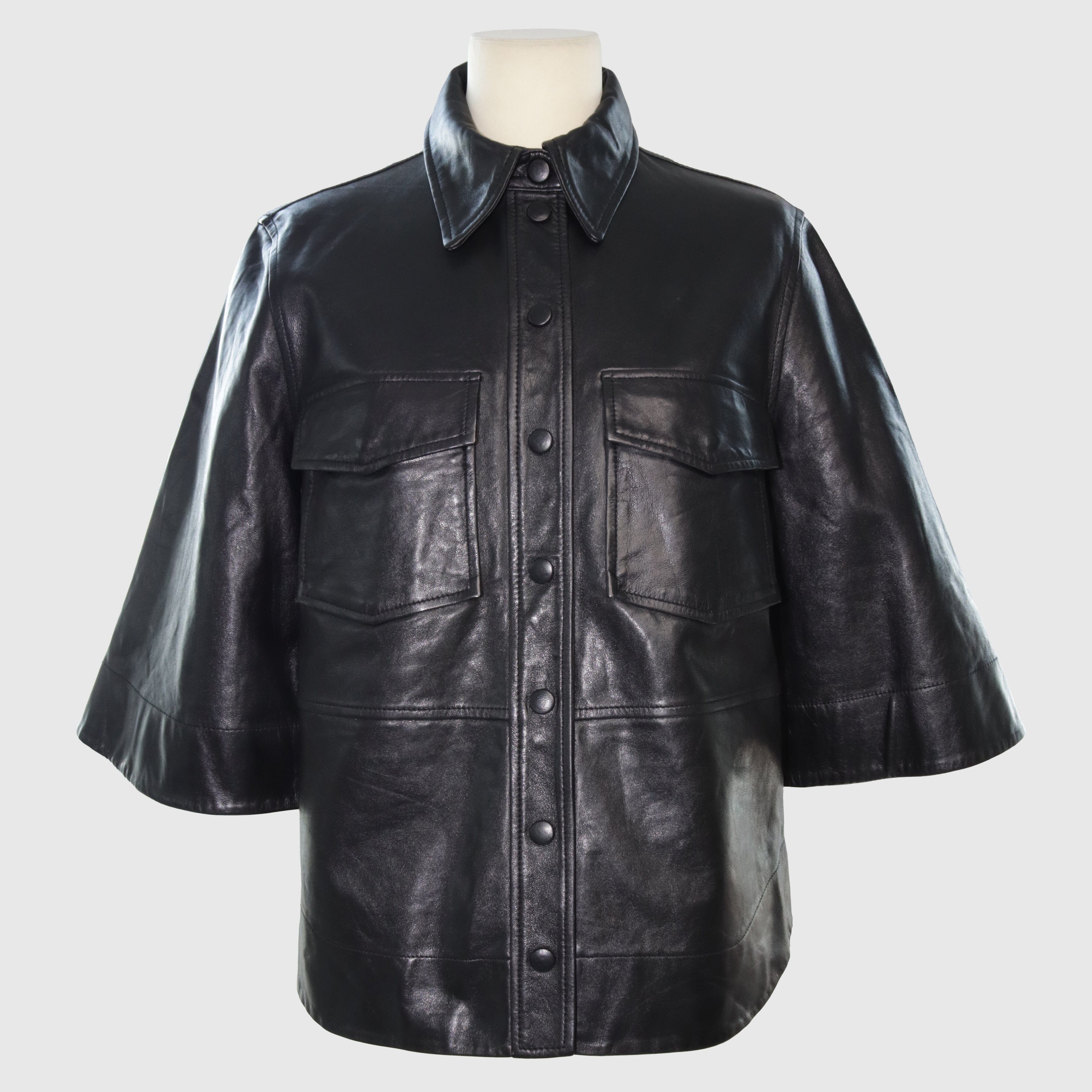 Black Button Down Shirt Jacket Clothing Ganni 