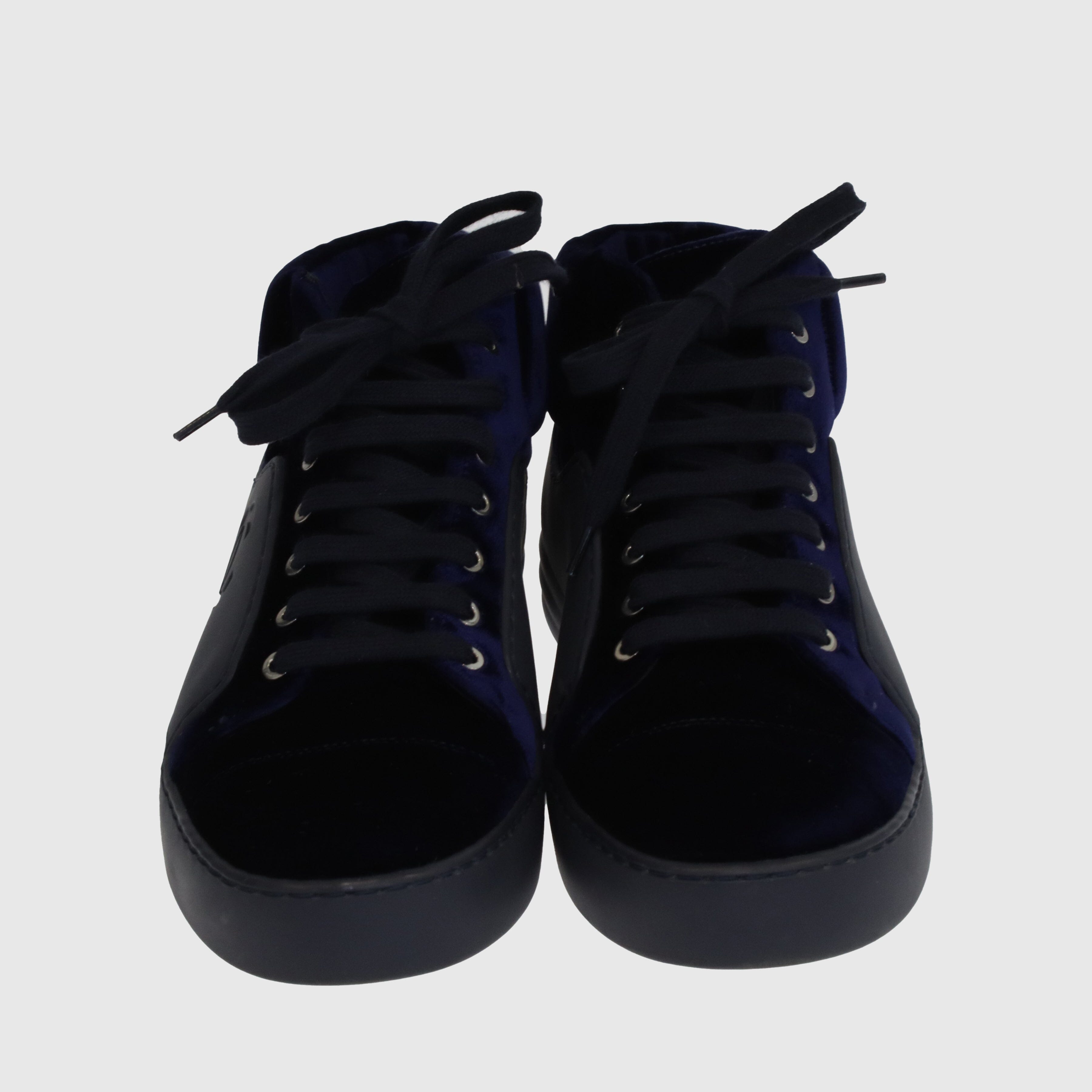 Navy Blue CC High Top Sneakers Shoes Chanel