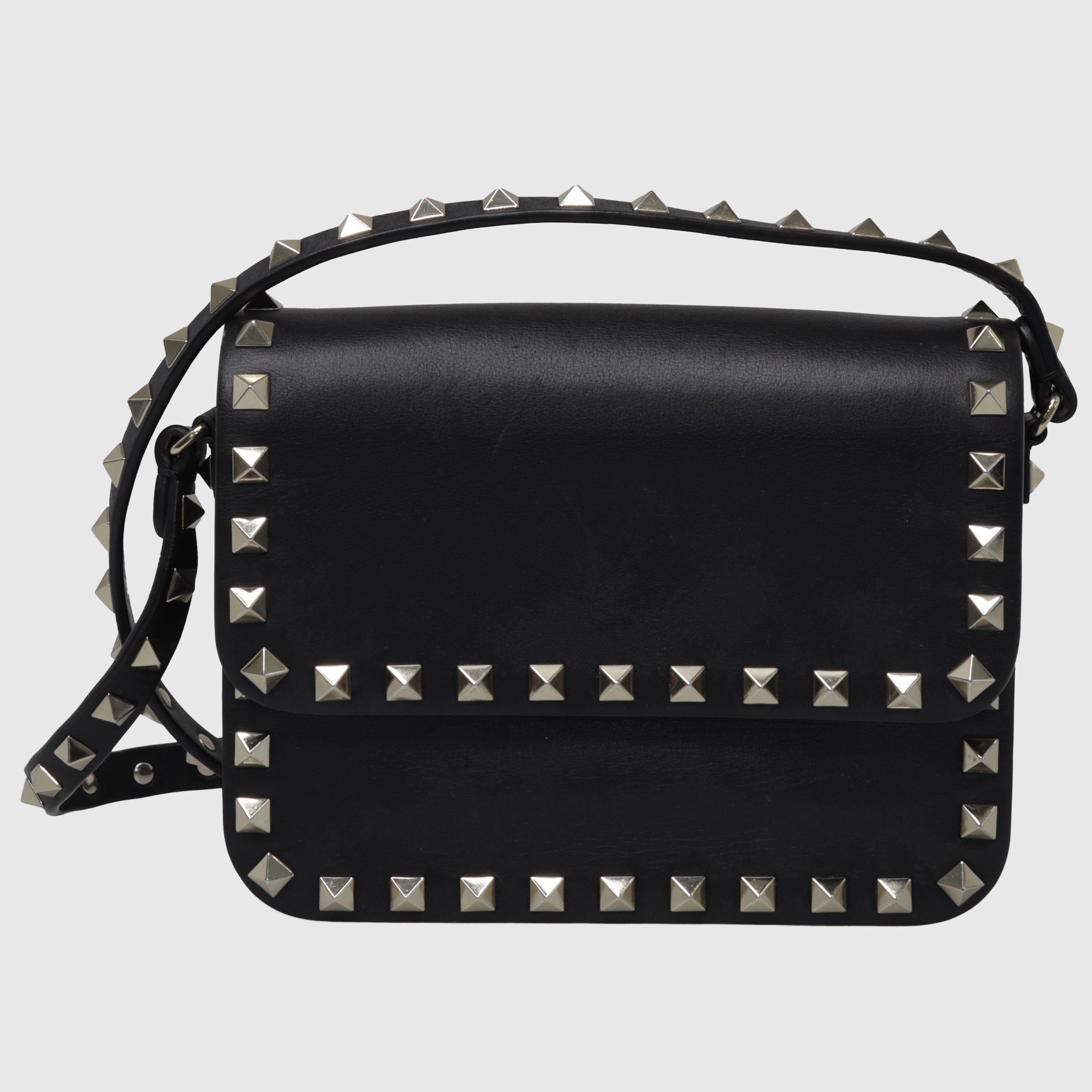 Black Small Rockstud Flap Crossbody Bag Bags Valentino 