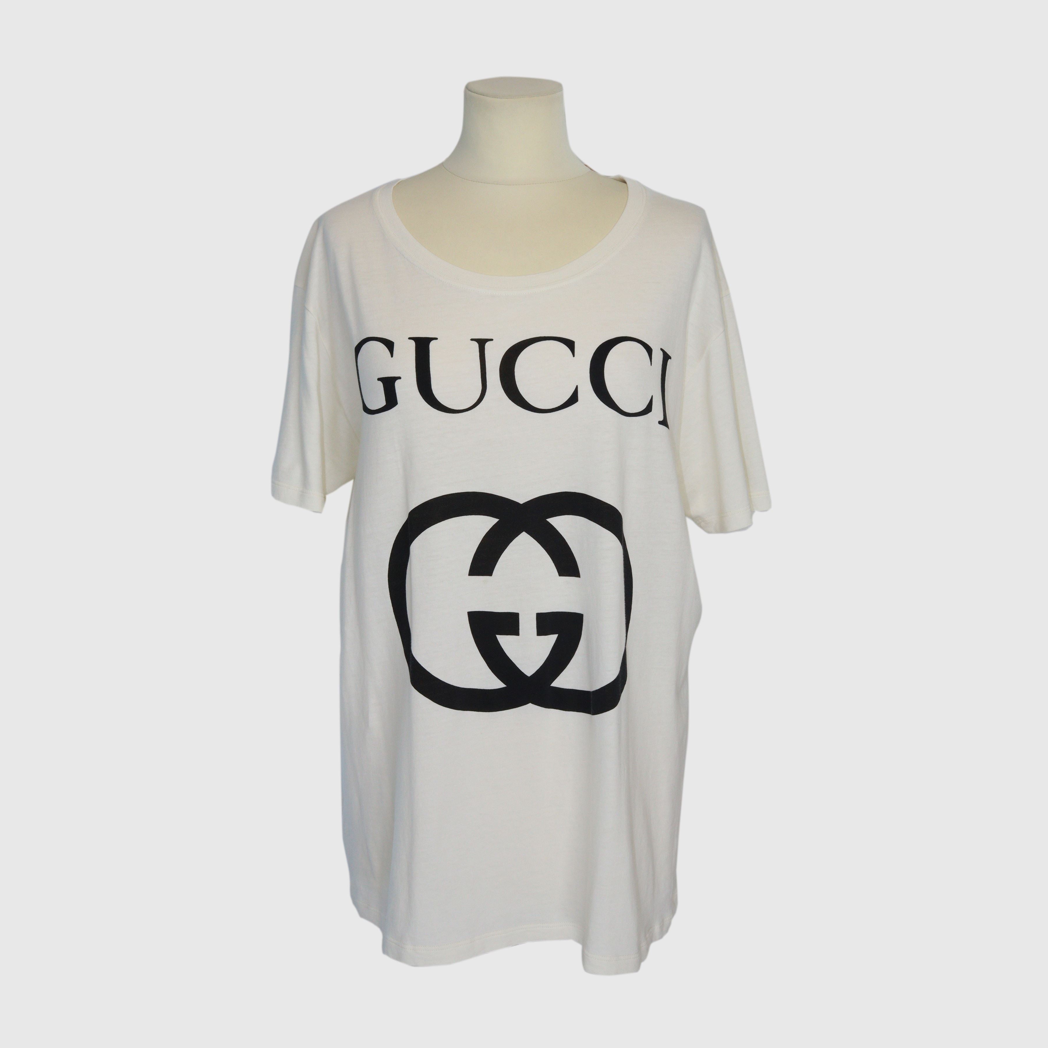 Cream/Black Interlocking G Logo T Shirt Clothing Gucci 