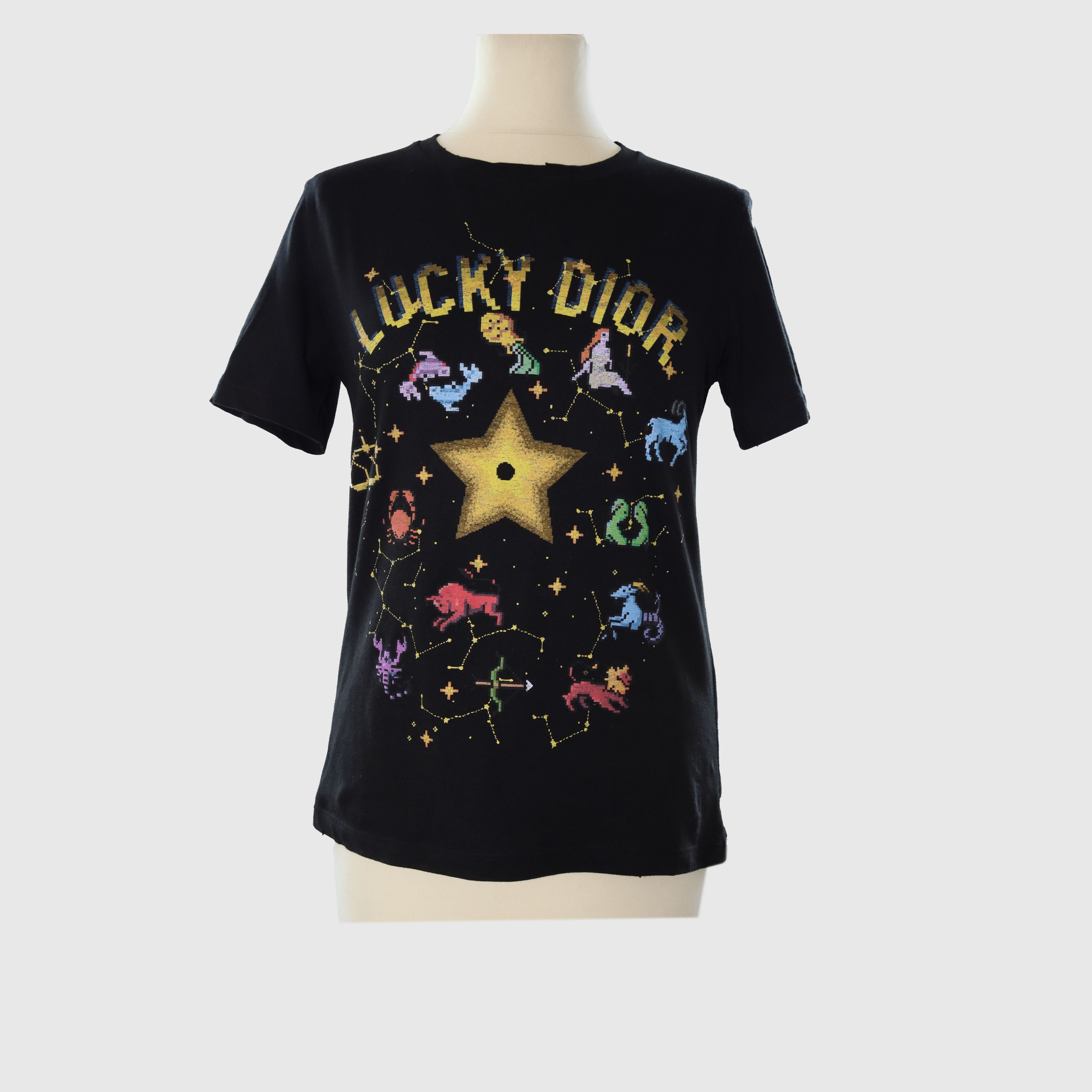 Multicolor Lucky Dior Zodiac Print T Shirt