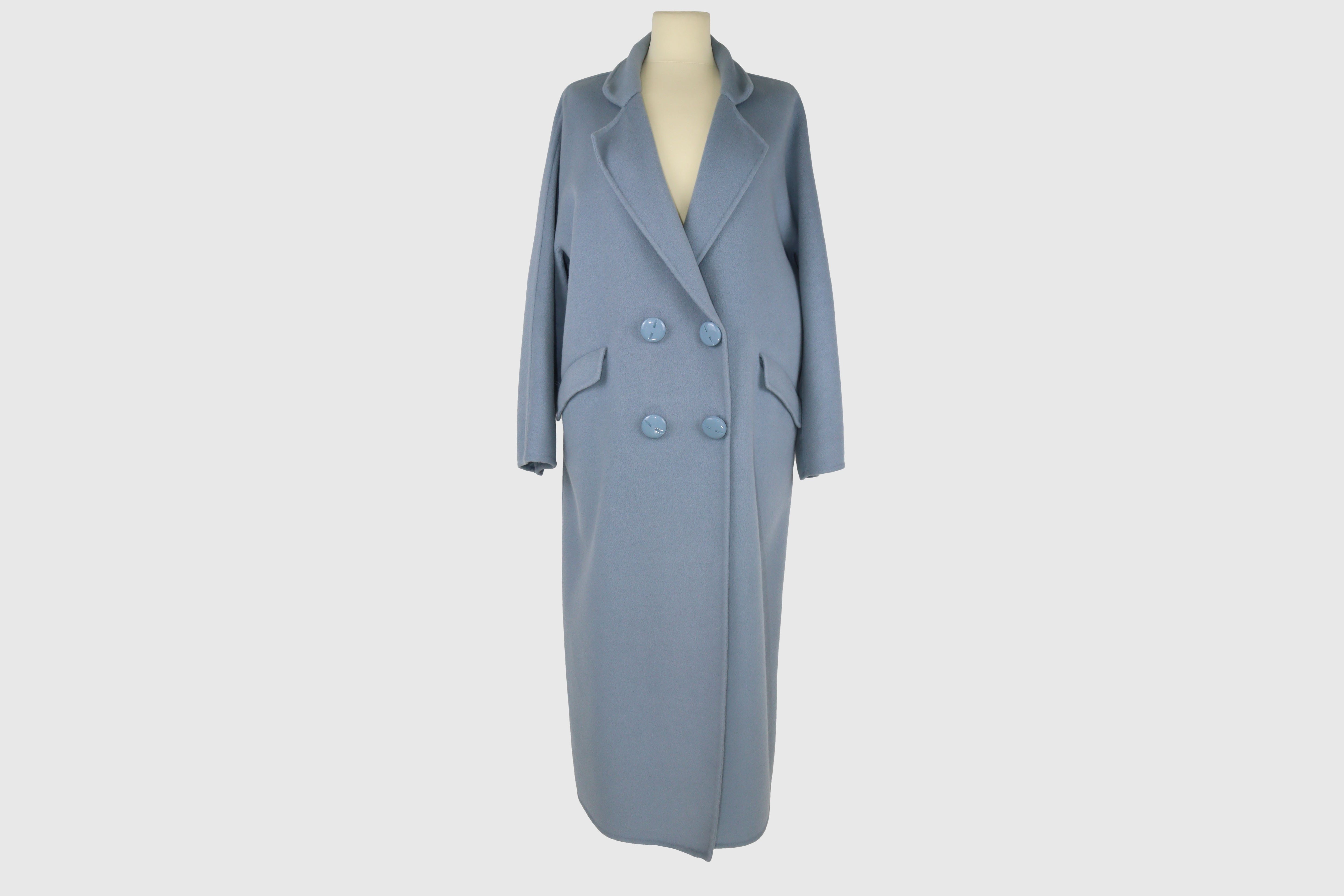 Light Blue Pocket Detail Double Breasted Coat Clothing Ermanno Scervino 