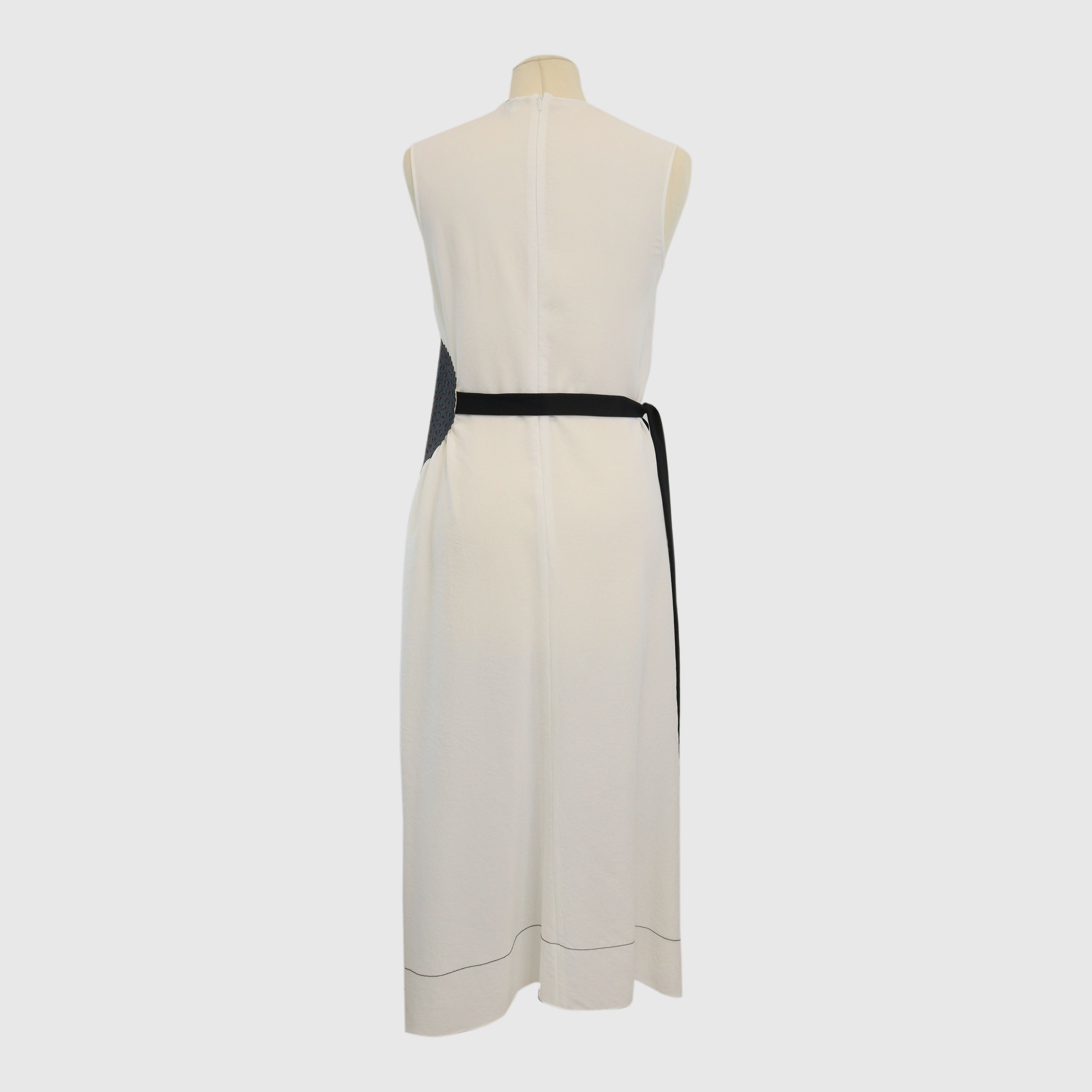 White/Black Sleeveless Detail Dress Clothing Loewe 