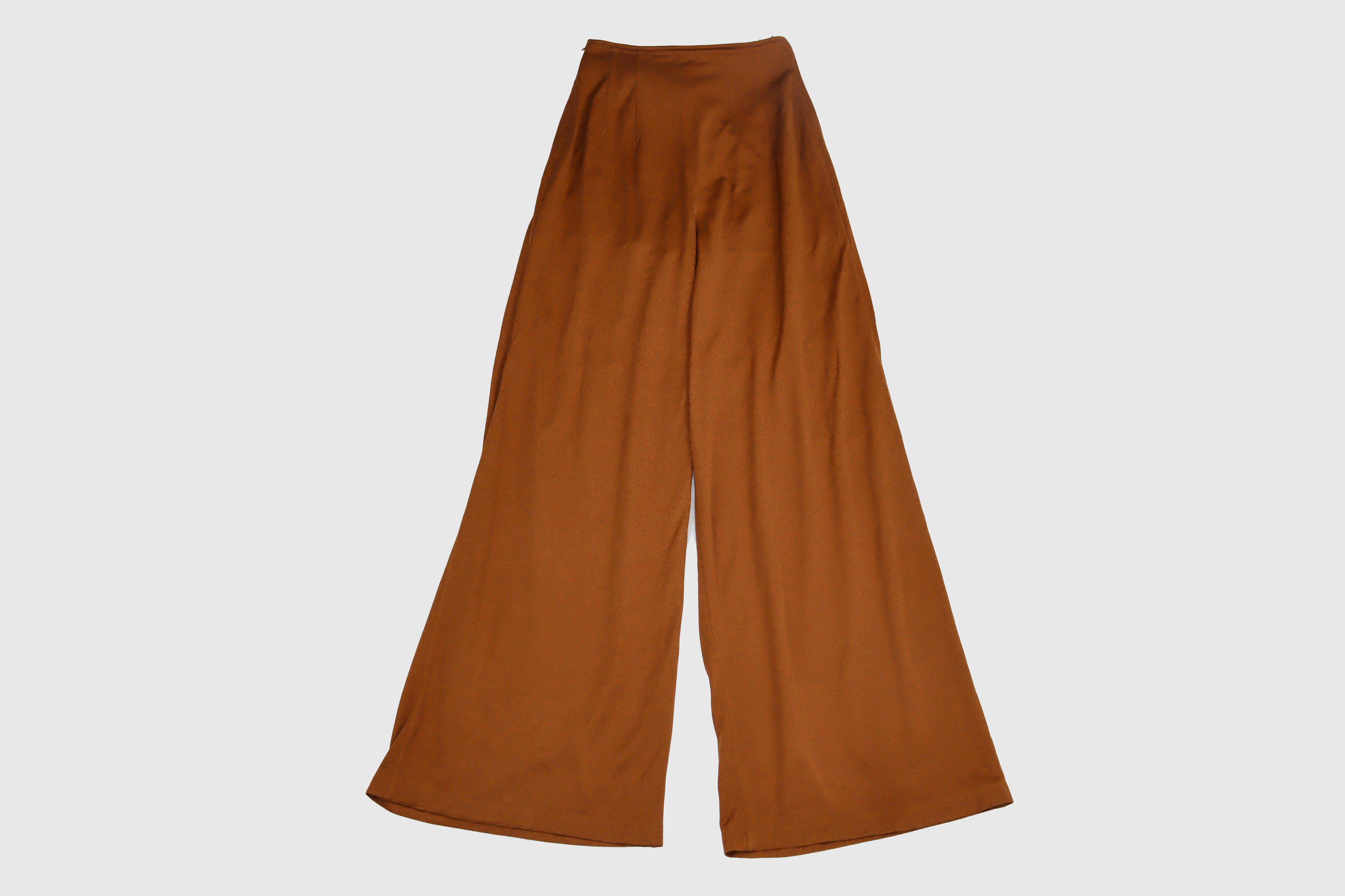 Brown Drawstring Wide Leg Pants Clothing Hermes 