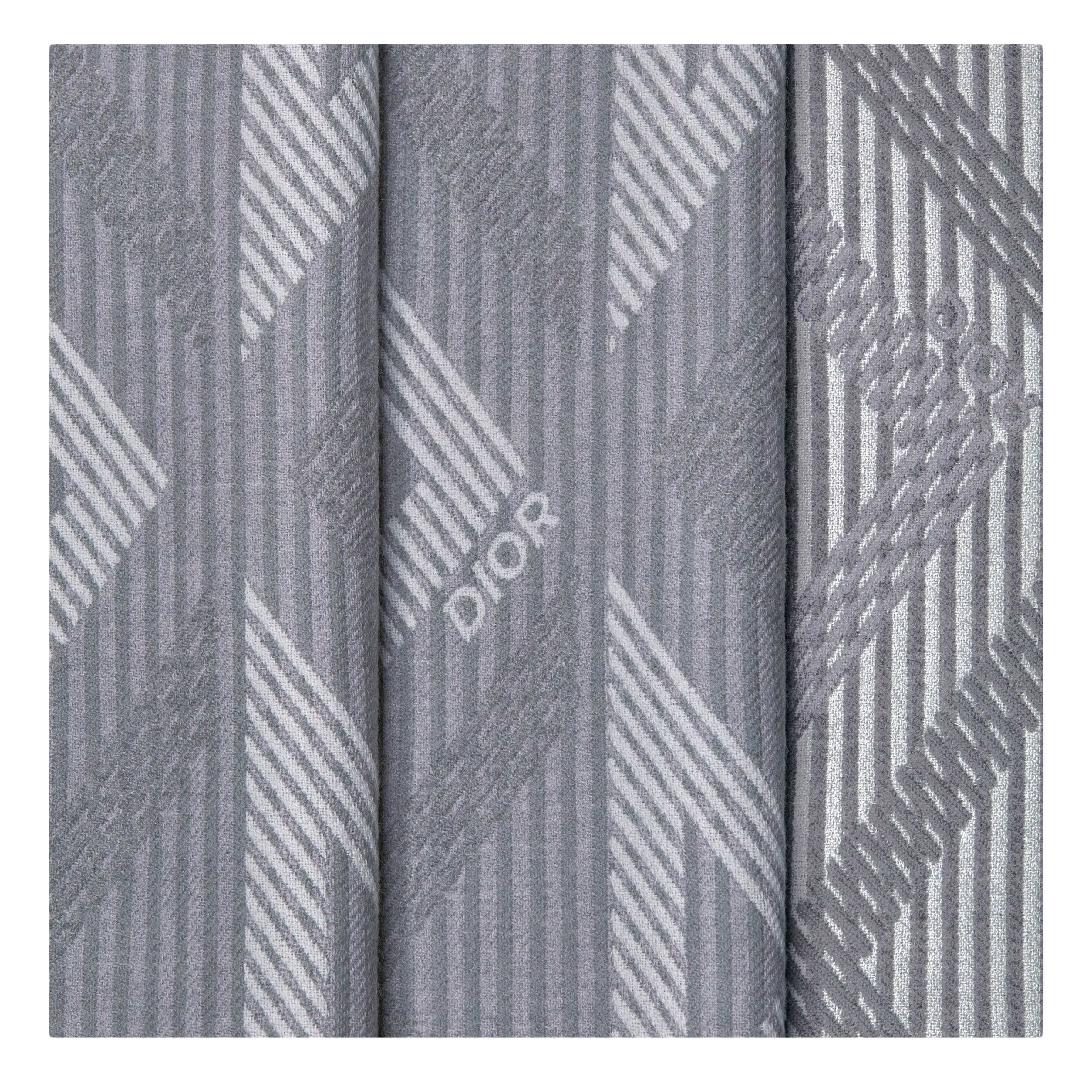 Grey Stripe/Triangle Patterened Fringed Scarf Accessories Christian Dior