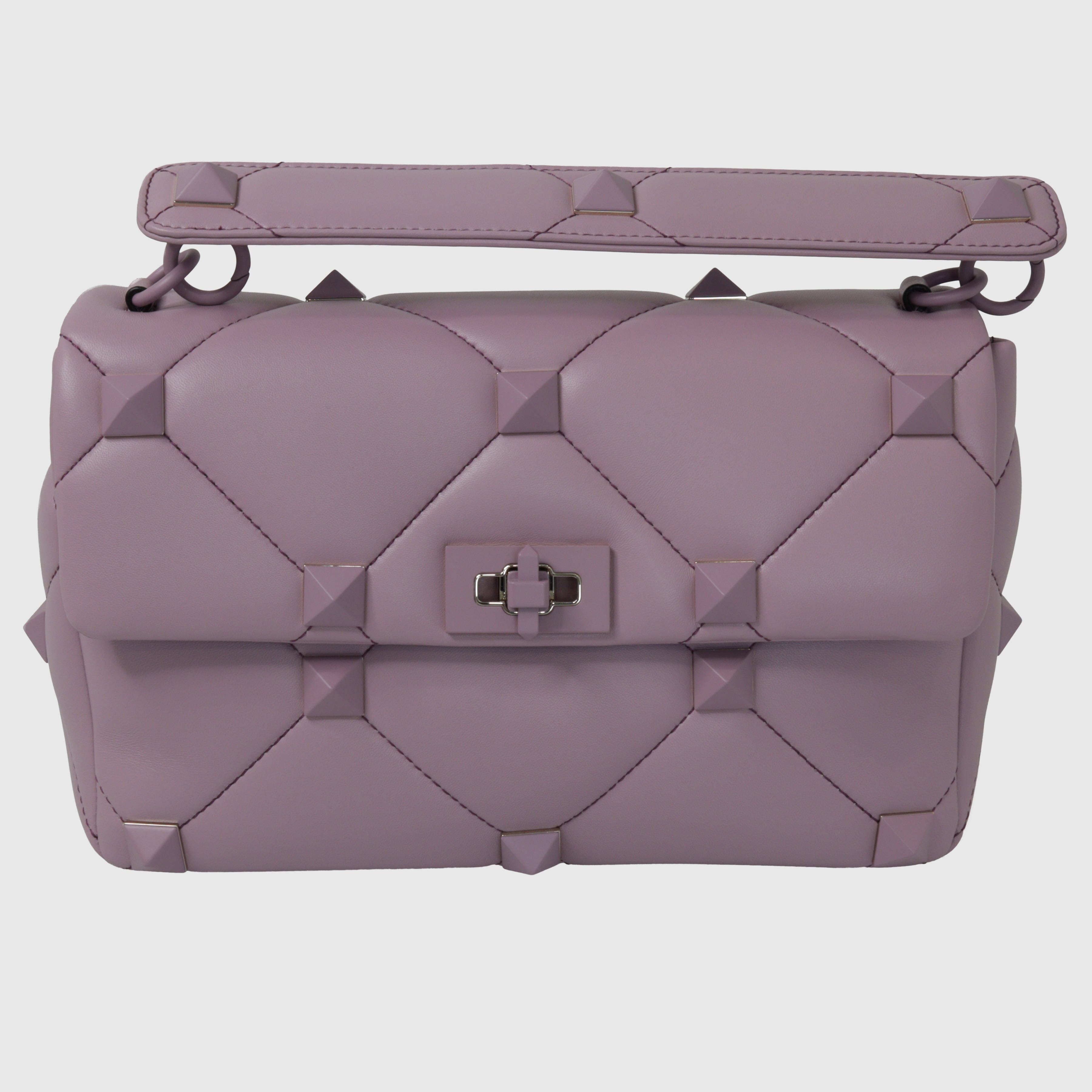 Lilac Roman Stud Leather Shoulder Bag Bags Valentino 