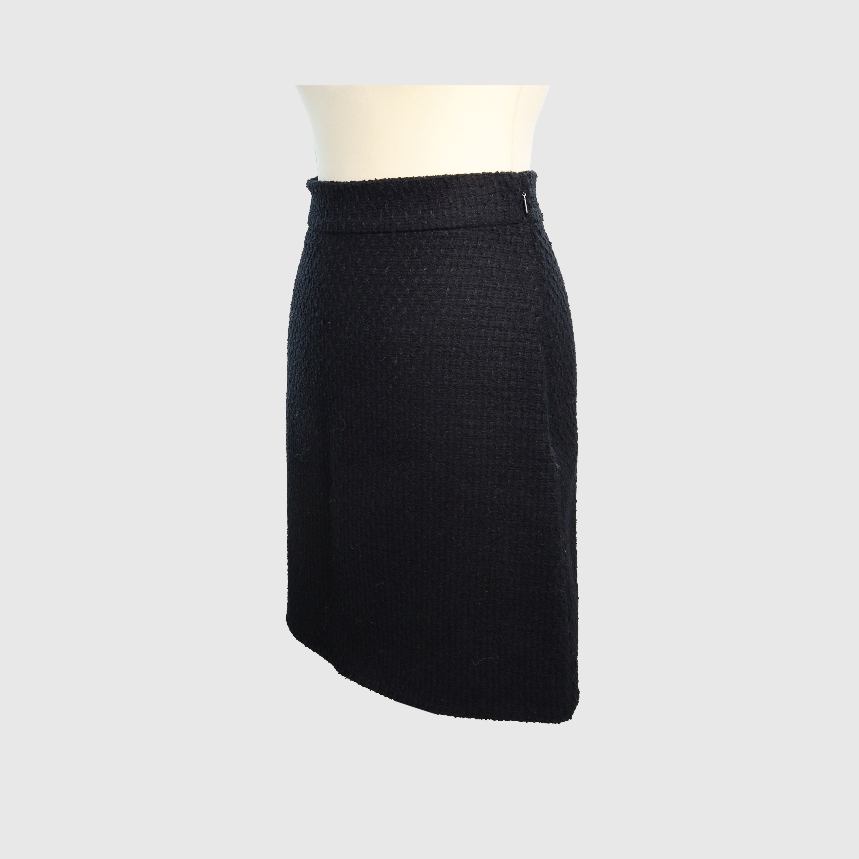 Black Tweed A Line Mini Skirt Clothing Gucci 