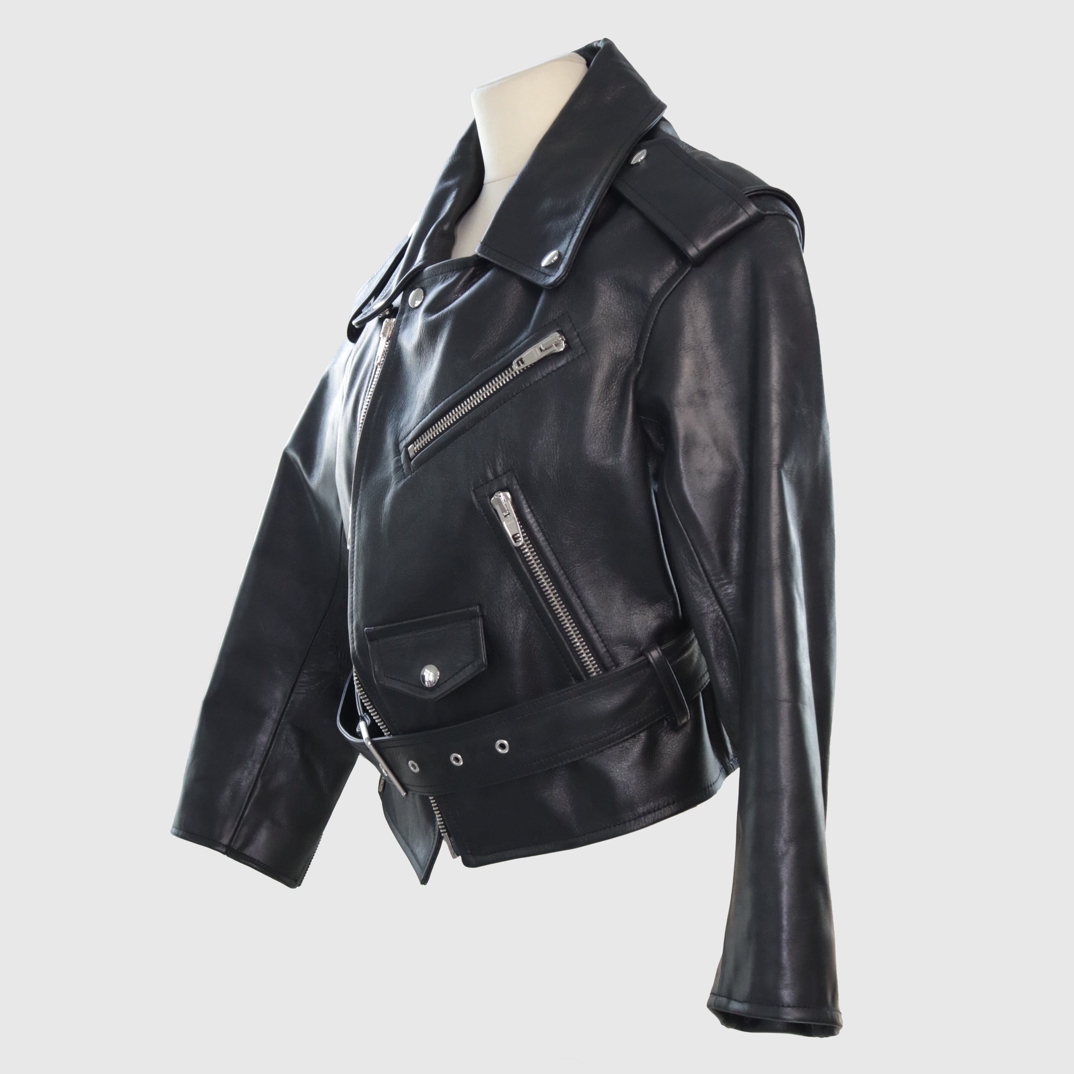 Black Zip Buckle Biker Jacket Clothing Balenciaga 