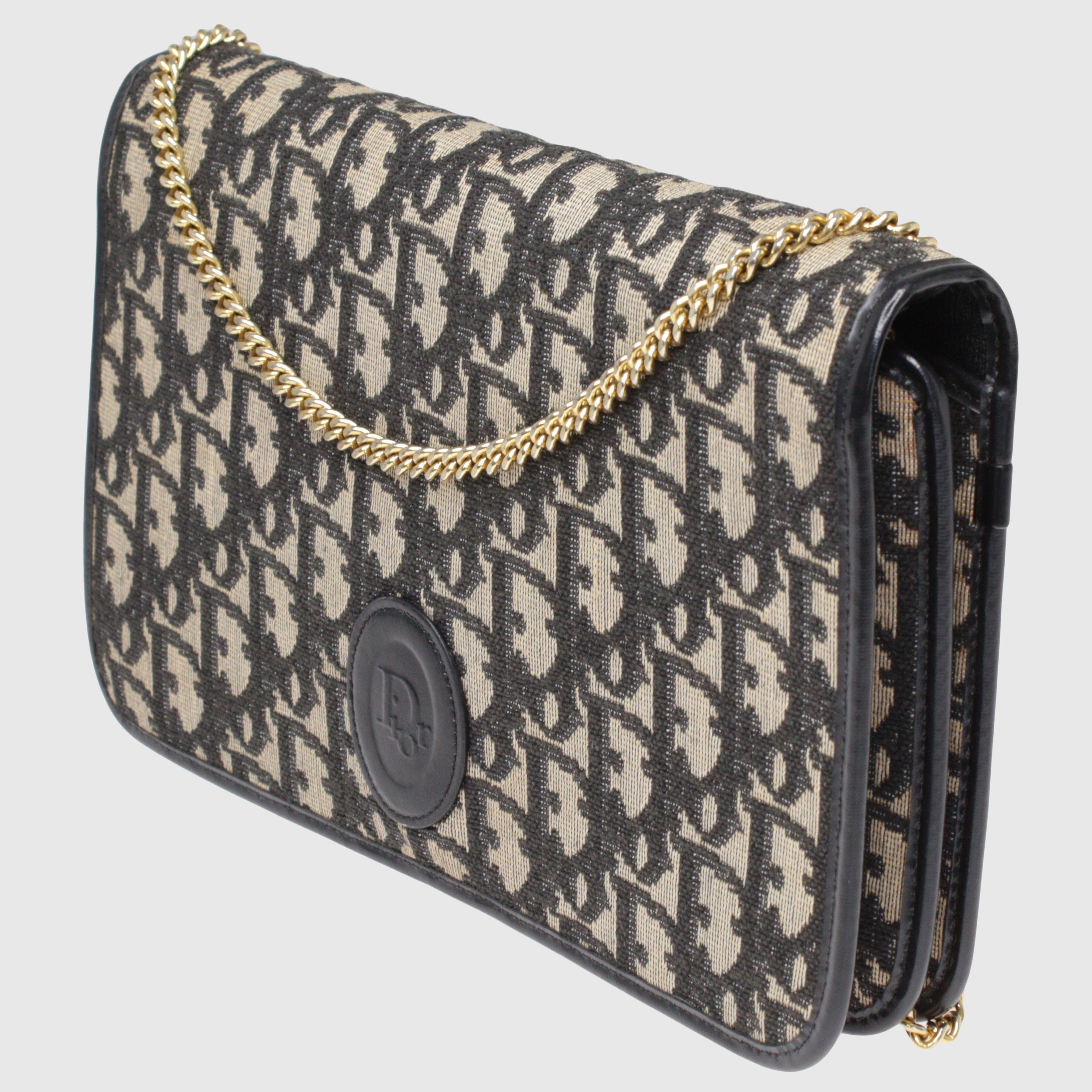 Navy Blue/Beige Oblique Jacquard Montaigne Flap Bag Bag Christian Dior 
