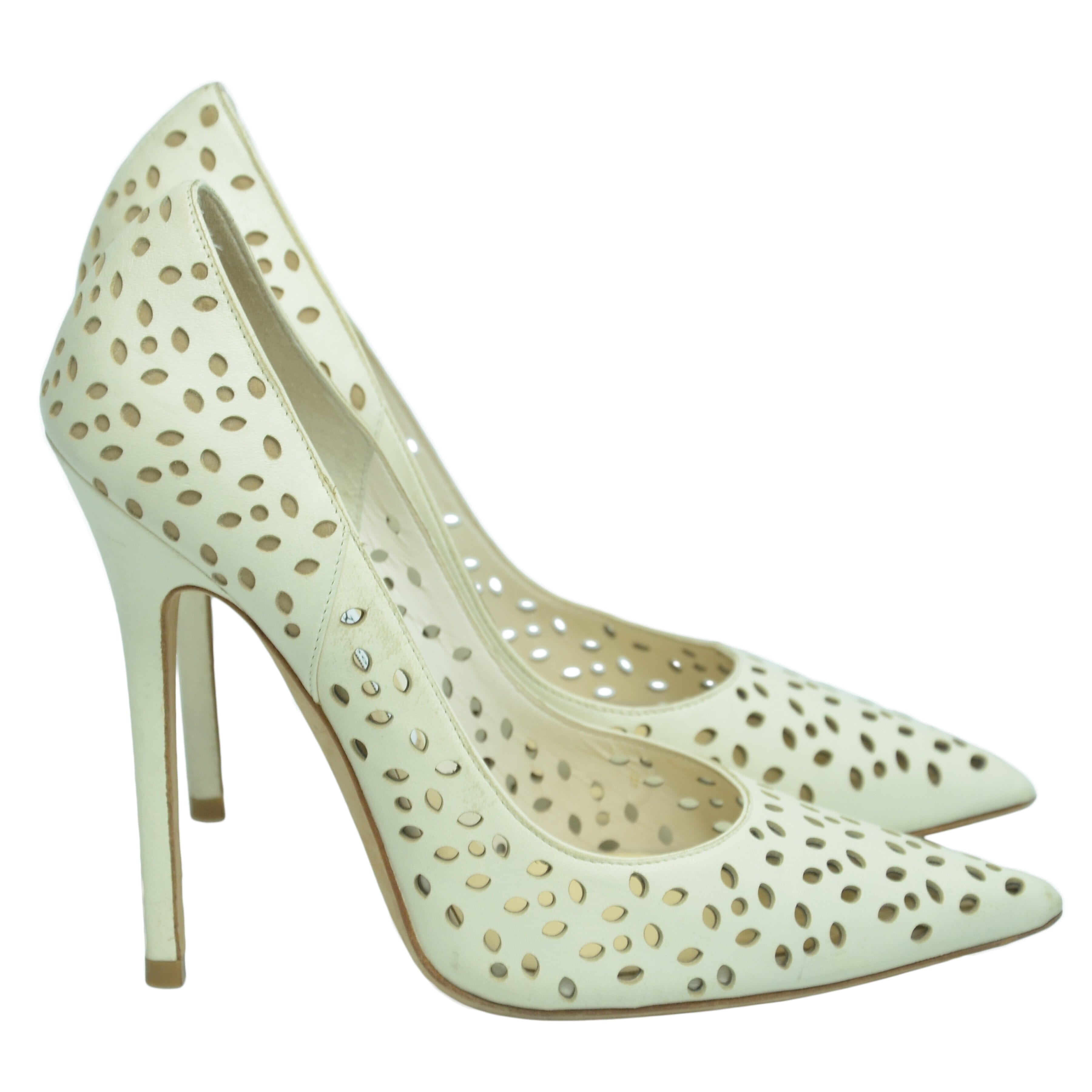 White Perforated Anouk Pointed Toe Pump Shoes Jimmy Choo