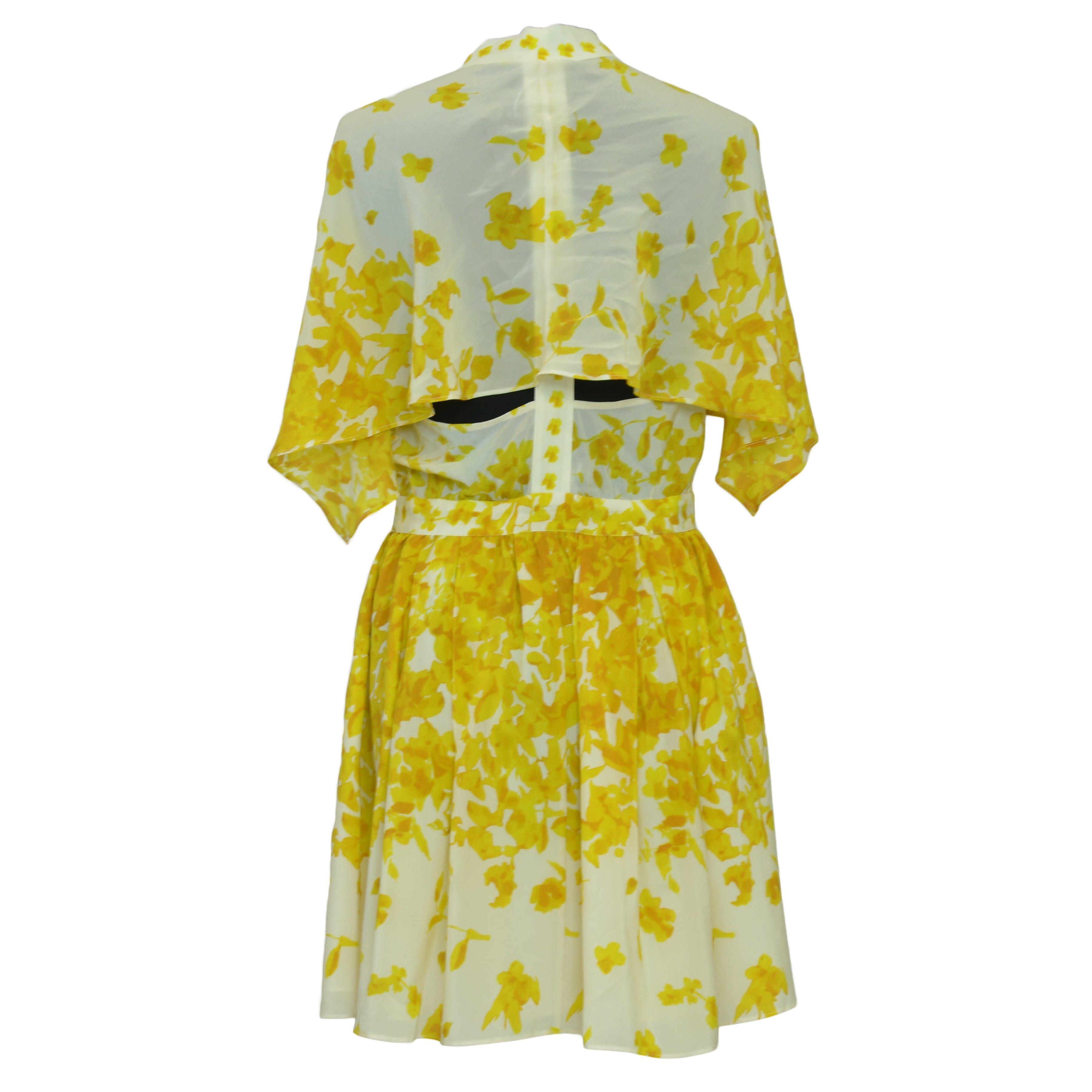 Yellow/White Printed Open Back Dress Clothing Alexis