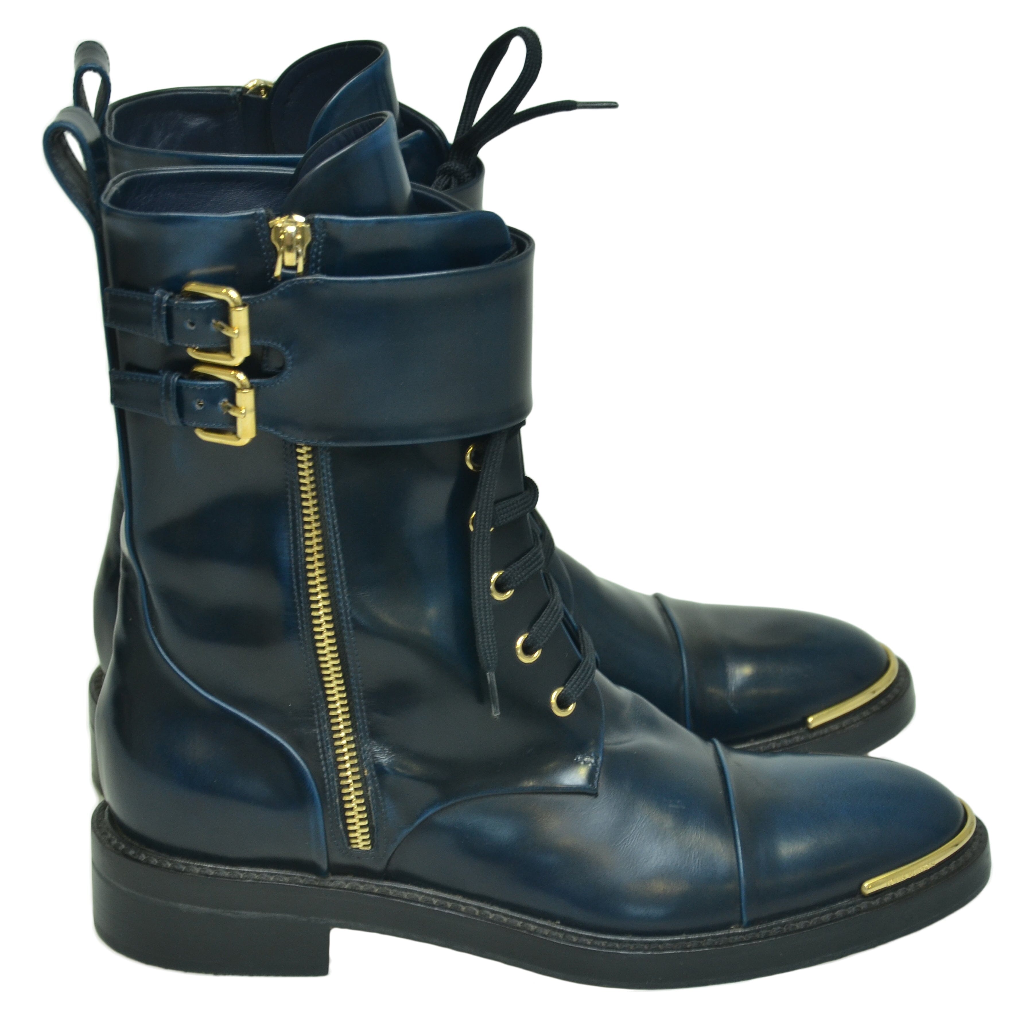 Navy Blue Diplomacy Ranger Combat Boots Shoes Louis Vuitton