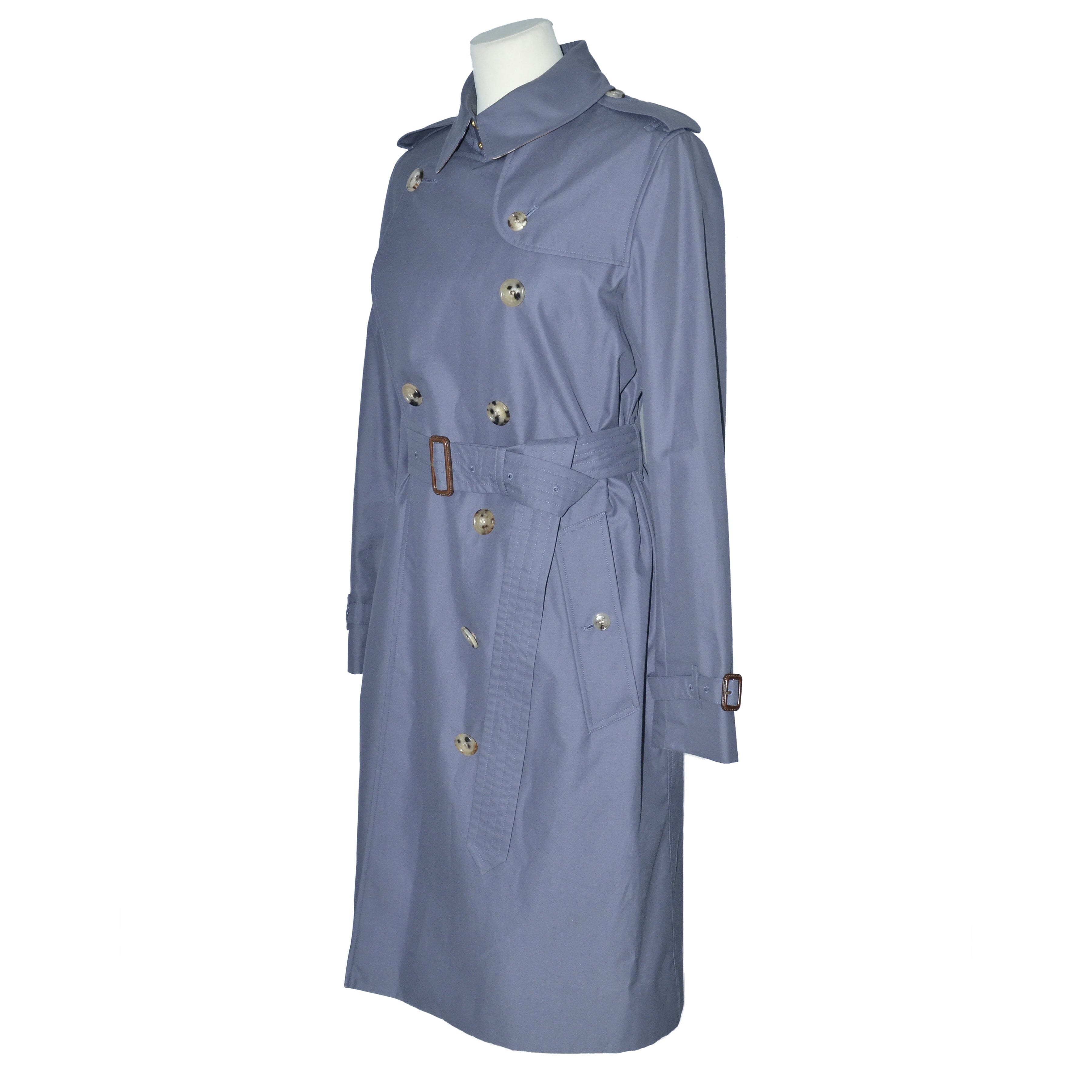 Dark Grey Long Kensington Double Breasted Trench Coat Clothing Burberry