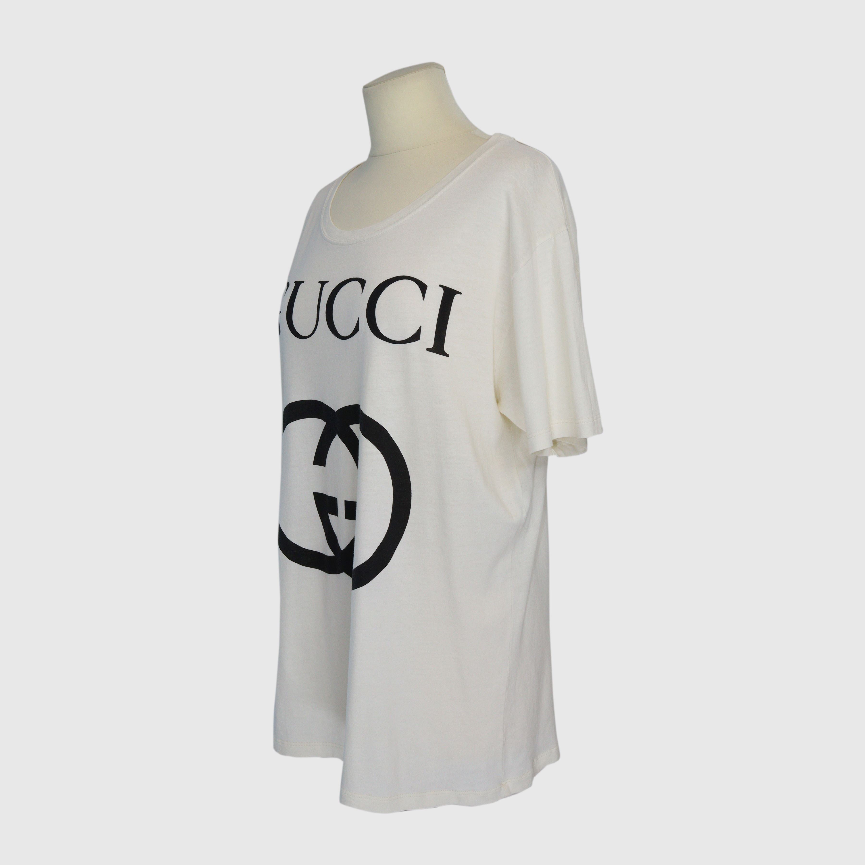 Cream/Black Interlocking G Logo T Shirt Clothing Gucci 