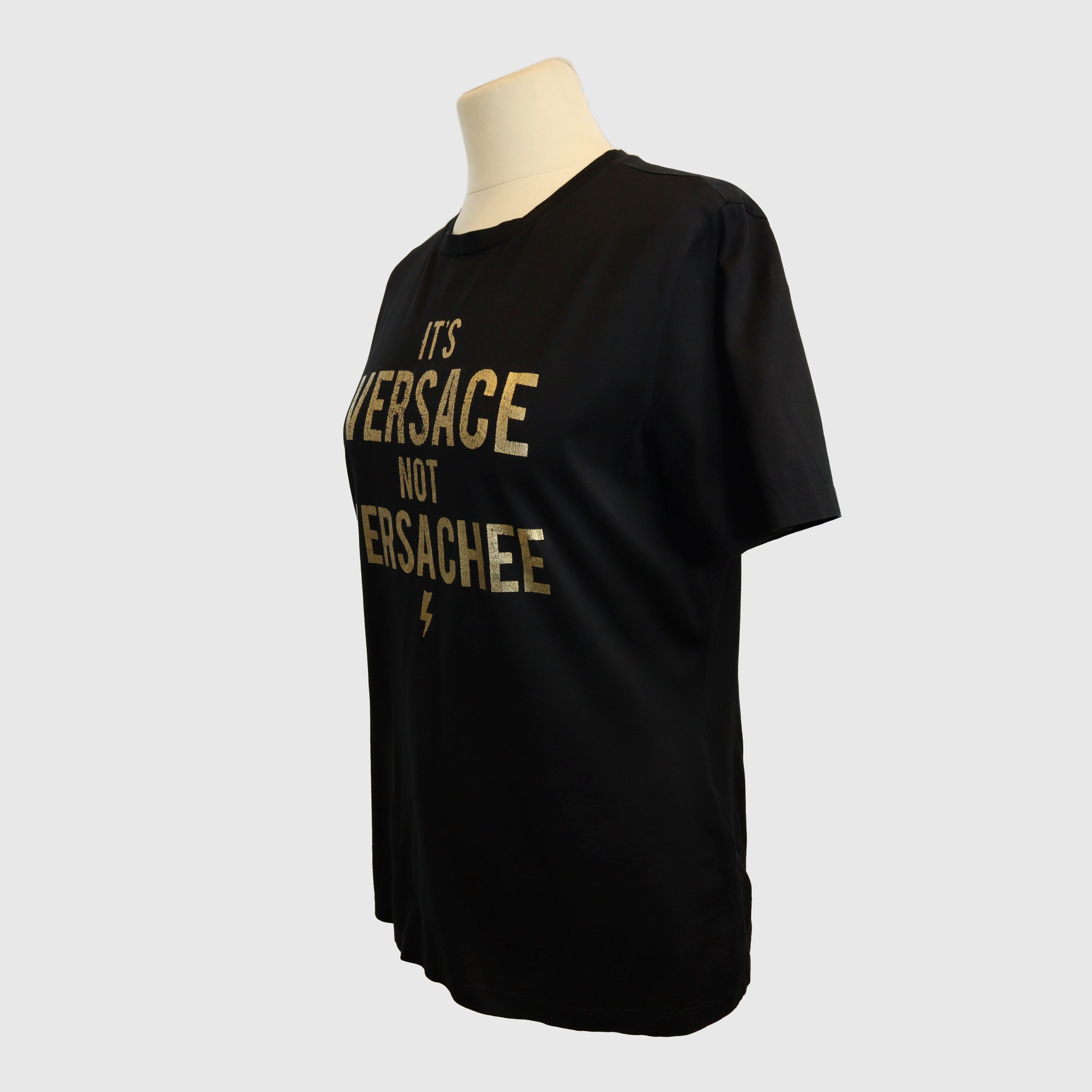Black/Gold "Its Versace not Versachee" Tshirt Clothing Versace 